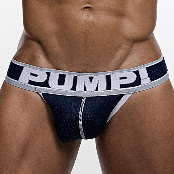 PUMP! Thunder Mesh Jockstrap - Navy Blue Athletic Support Underwear for Men | Gym, Running & Sports Performance
