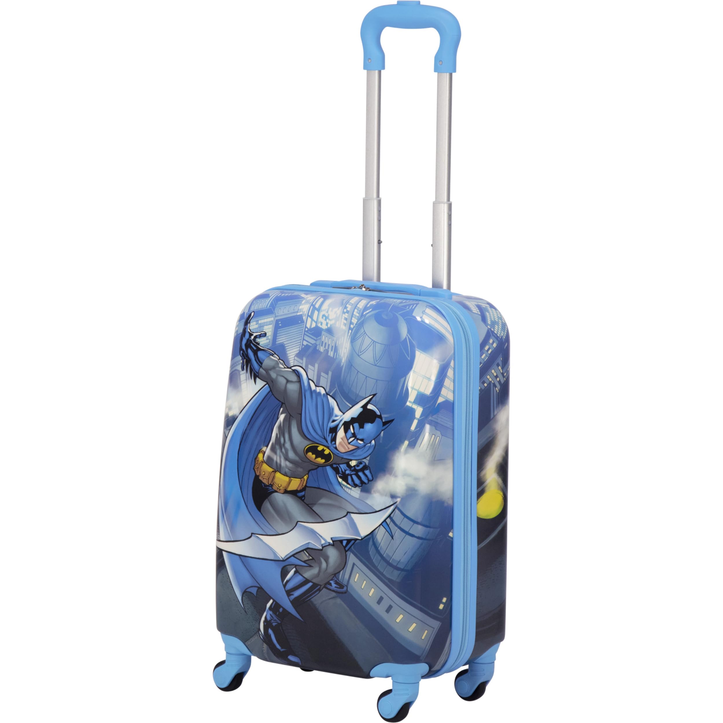 DC Comics Batman 21 Inch Hardshell Rolling Carry-On Luggage for Kids - Unisex Blue Spinner Suitcase with Wheels | Perfect for Air Travel, School Trips & Family Vacations