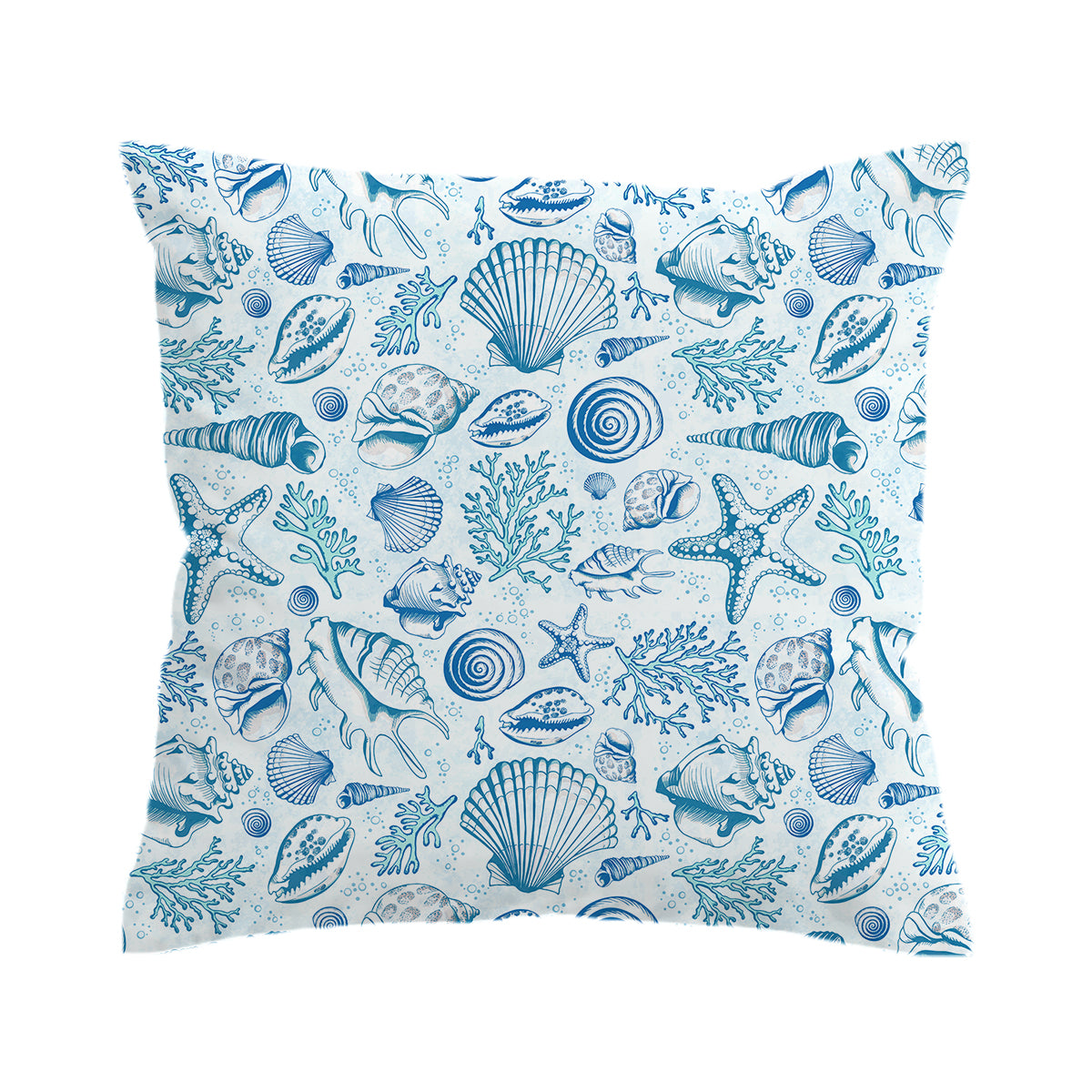 Blue Seashells Bedding Set - Queen Size Comforter, Duvet Cover & Pillowcases - Coastal Beach Theme Bedroom Decor for Master & Guest Rooms