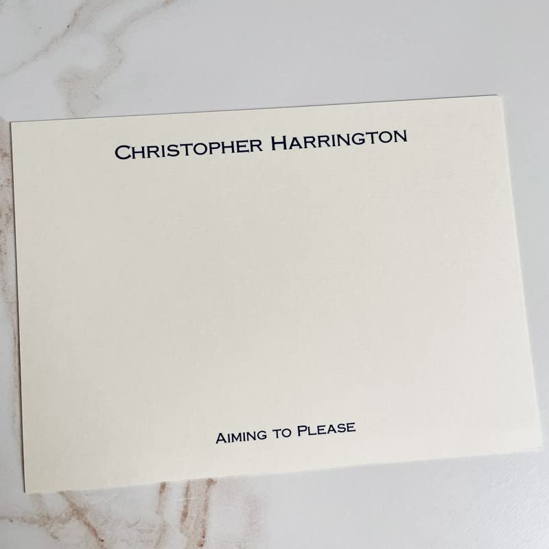 Premium Personalized Flat Note Cards with Raised Ink & Black Border - Set of 25 Cards & Matching Envelopes - Perfect for Weddings, Thank You Notes & Business Correspondence