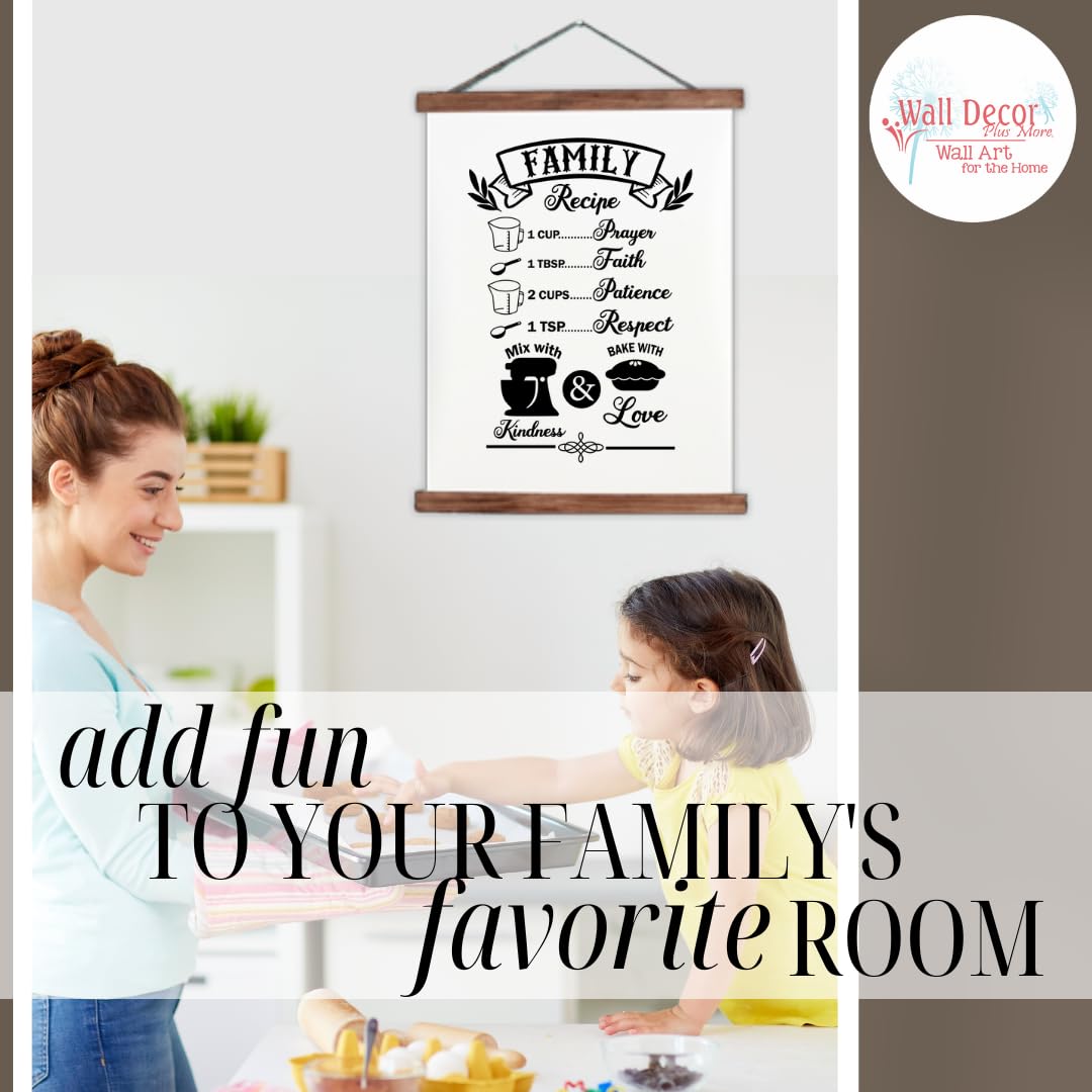 Family Recipe Hanging Canvas Art - Bake with Love Kitchen Wall Decor Scrolls - Ready to Hang 19x24-Inch Kitchen Art Prints - Kitchen Signs & Decorations for Home, Dining Room, or Gift Ideas