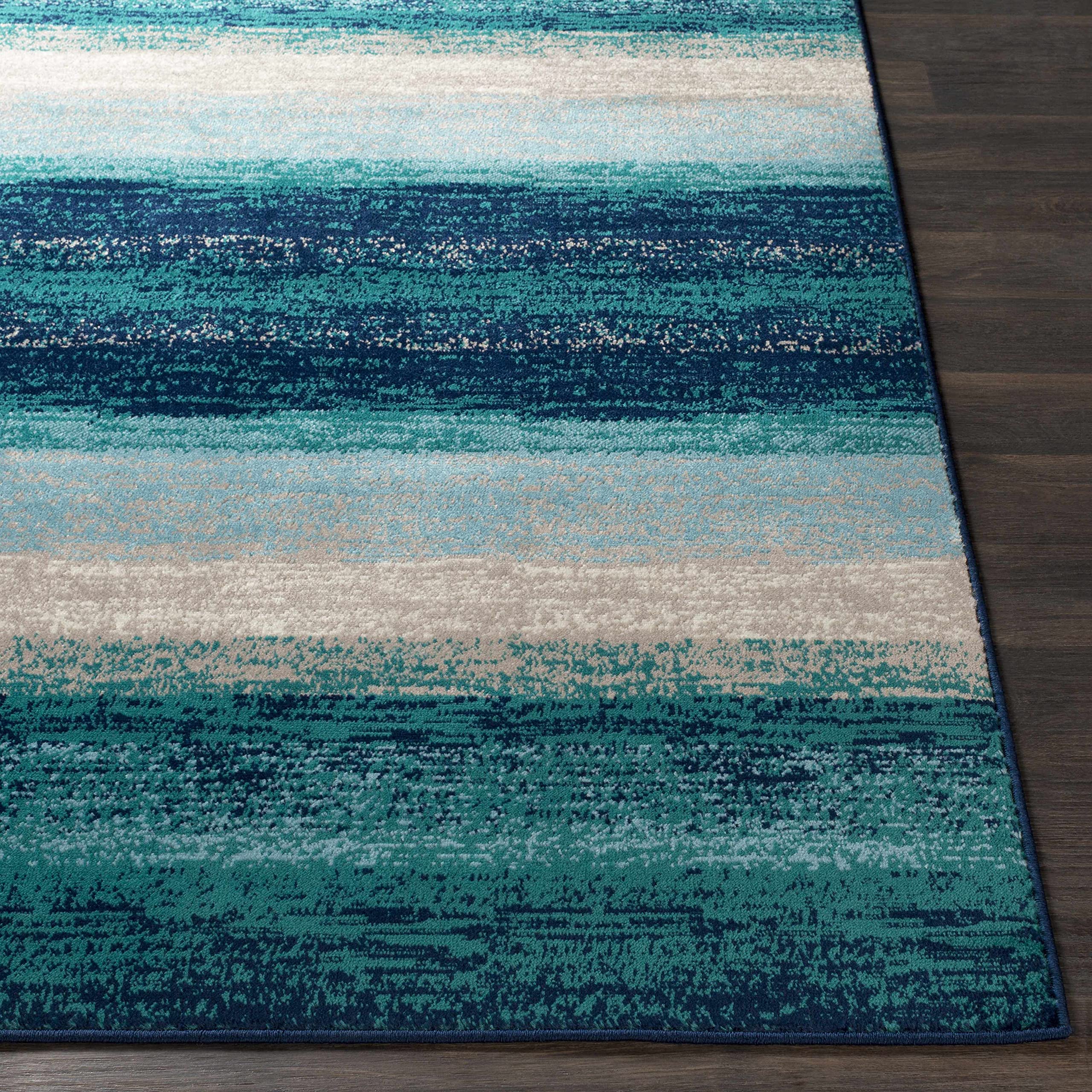 Hauteloom Peosta Modern Blue and Beige Area Rug 7'10