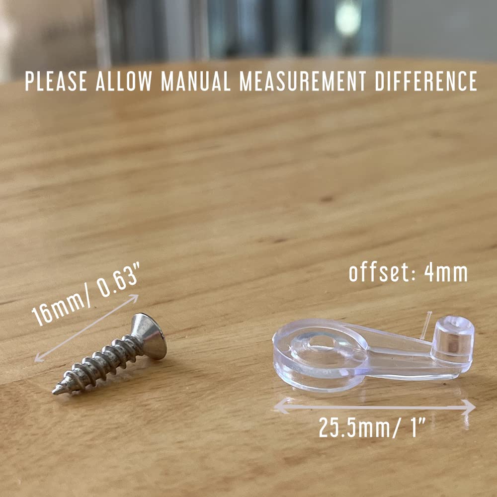 LLERRA 4mm Offset Glass Retainer Clips with Screws - 30 Pack Clear Cabinet Door Glass Fasteners for Secure Screen & Panel Installation in Kitchen, Bathroom & Office Furniture