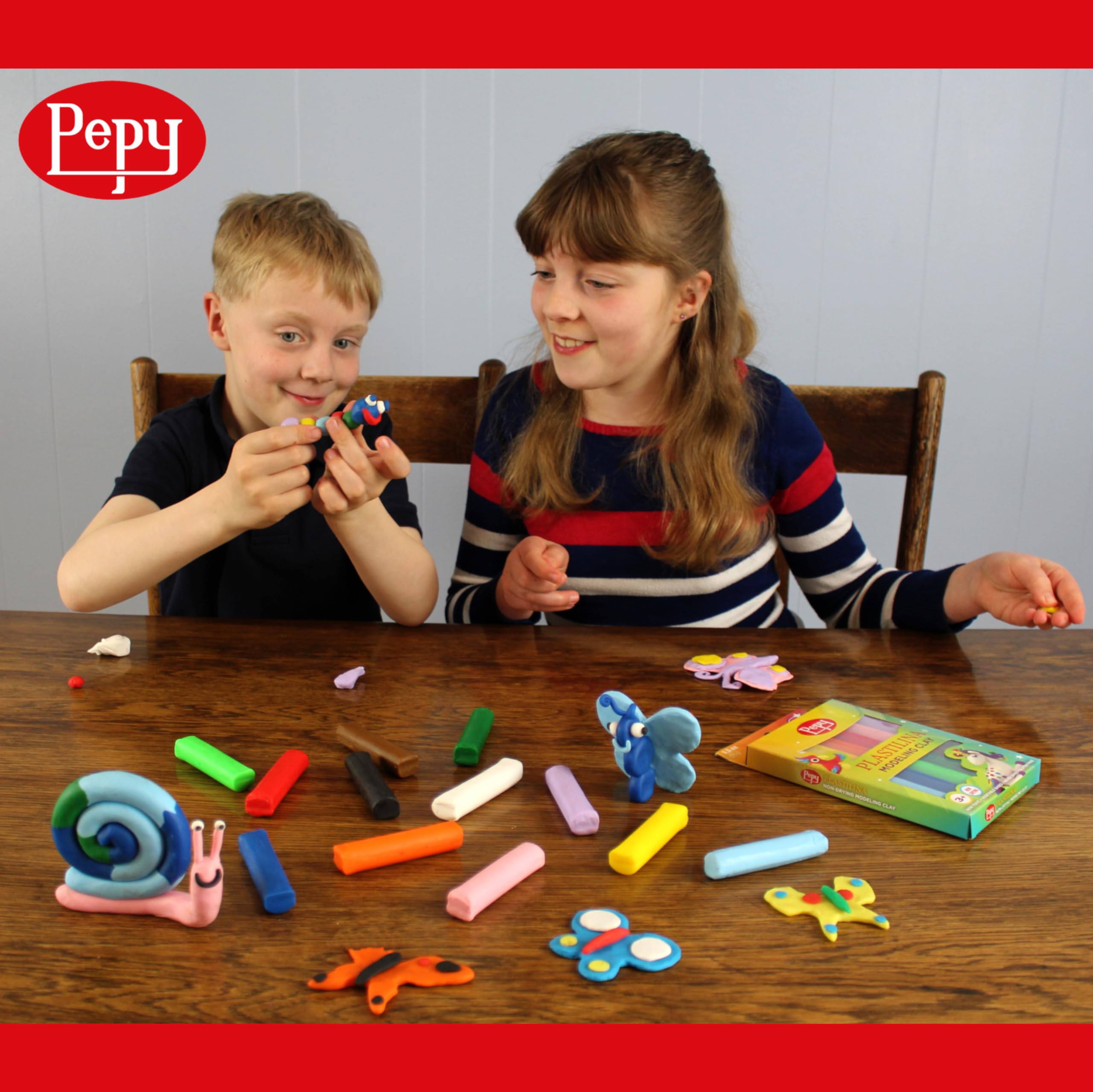 Pepy Plastilina 12-Color Reusable Non-Drying Modeling Clay Kit - 0.8 oz Each Stick - Creative Arts & Crafts for Kids, DIY Projects, School Activities - Perfect for Sculpting, Playdough Fun & Educational Learning