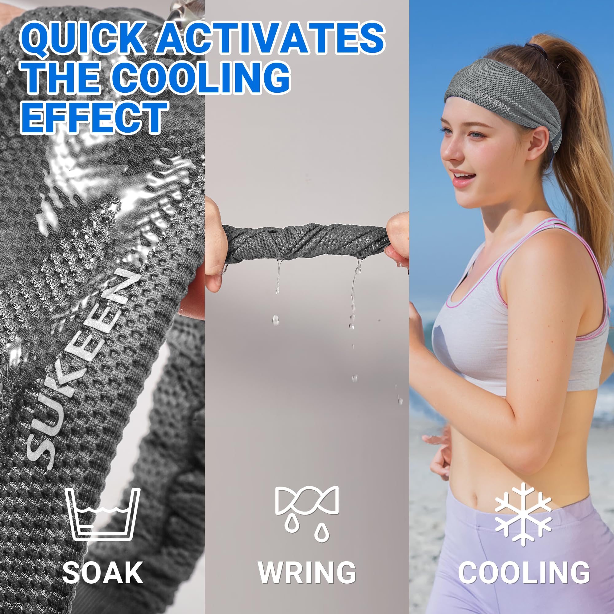 Sukeen Women's Workout Headbands - Moisture Wicking, Non-Slip, Cooling Sweatbands for Running, Yoga, Gym & Sports | Perfect for Active Lifestyles & Sweat Protection