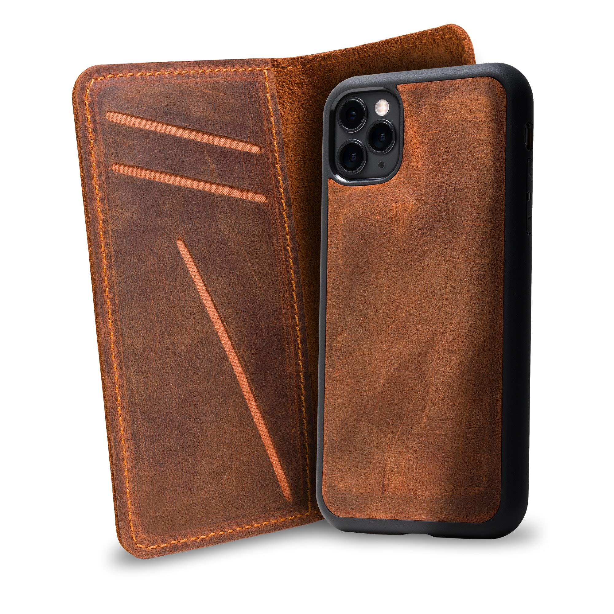 Premium PEGAI Personalized 100% Genuine Leather Wallet Case for iPhone 11 PRO - RFID Blocking Card Holder, Built-in Screen Protector, Magnetic Closure | Handmade Protective Phone Wallet Case (McLean Mahogany) | Perfect for Business Travel & Everyday Use