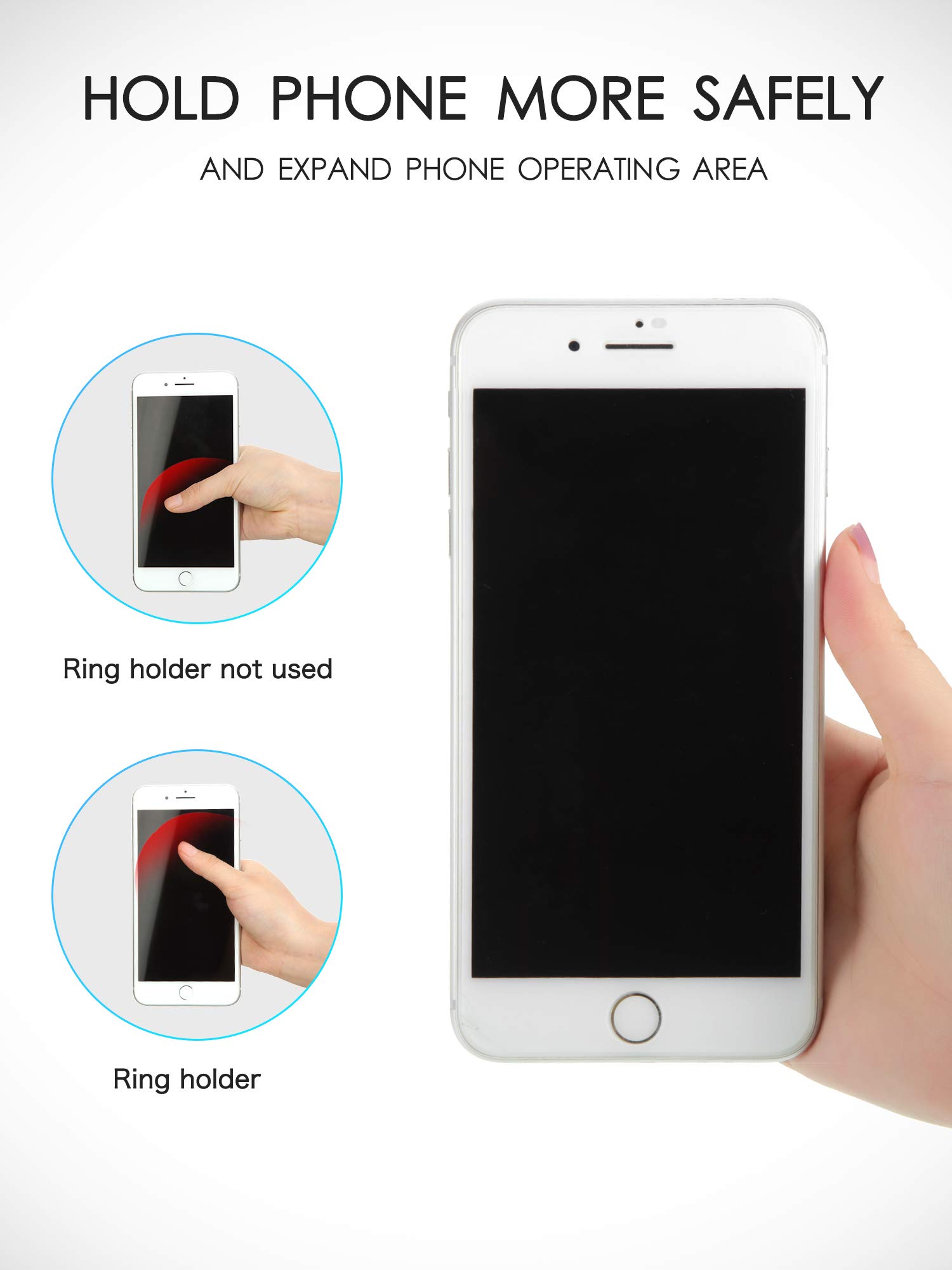 4-Pack Disco Crystal Phone Grip - Plastic Diamond Phone Holders with Adhesive, Foldable & Expandable Finger Stand Kickstand for iPhone Samsung (White, Pink, Black, Rainbow) - Perfect for Parties, Concerts & Daily Phone Use