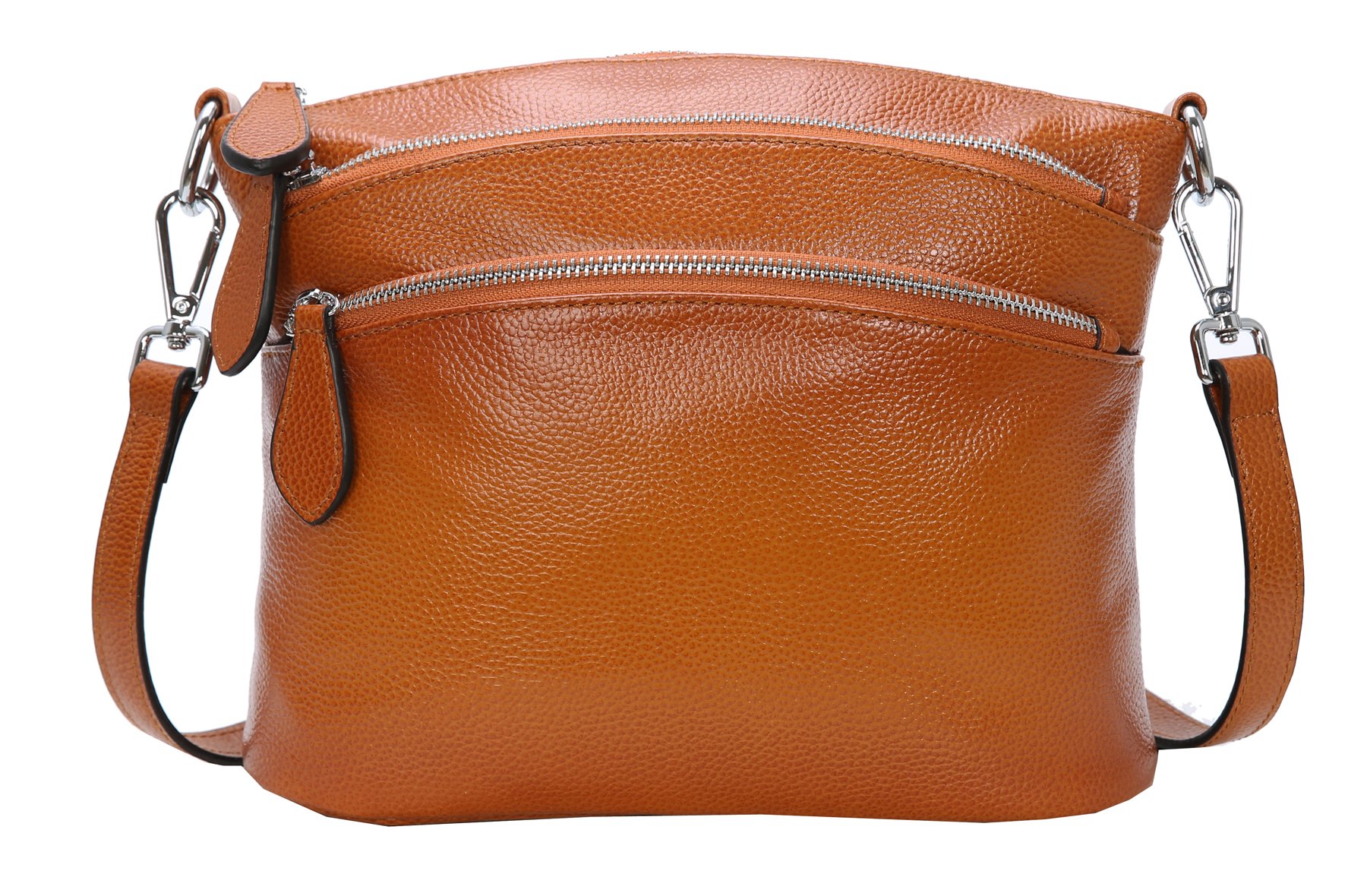 HESHE Women's Leather Crossbody Bag - Small Functional Multi-Pocket Shoulder Satchel Purse for Everyday Use, Travel & Shopping