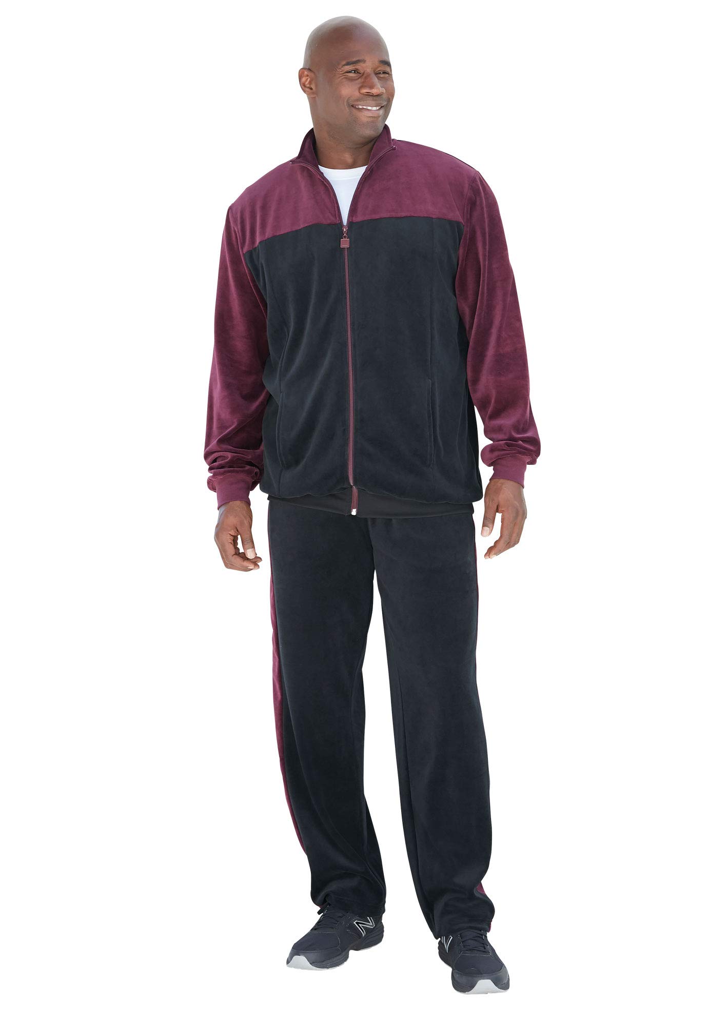 KingSize Men's Big & Tall Colorblock Velour Tracksuit - Comfortable Lounge Wear & Jogging Outfit for Plus Size Men | Perfect for Home Relaxing, Gym Workouts & Casual Streetwear