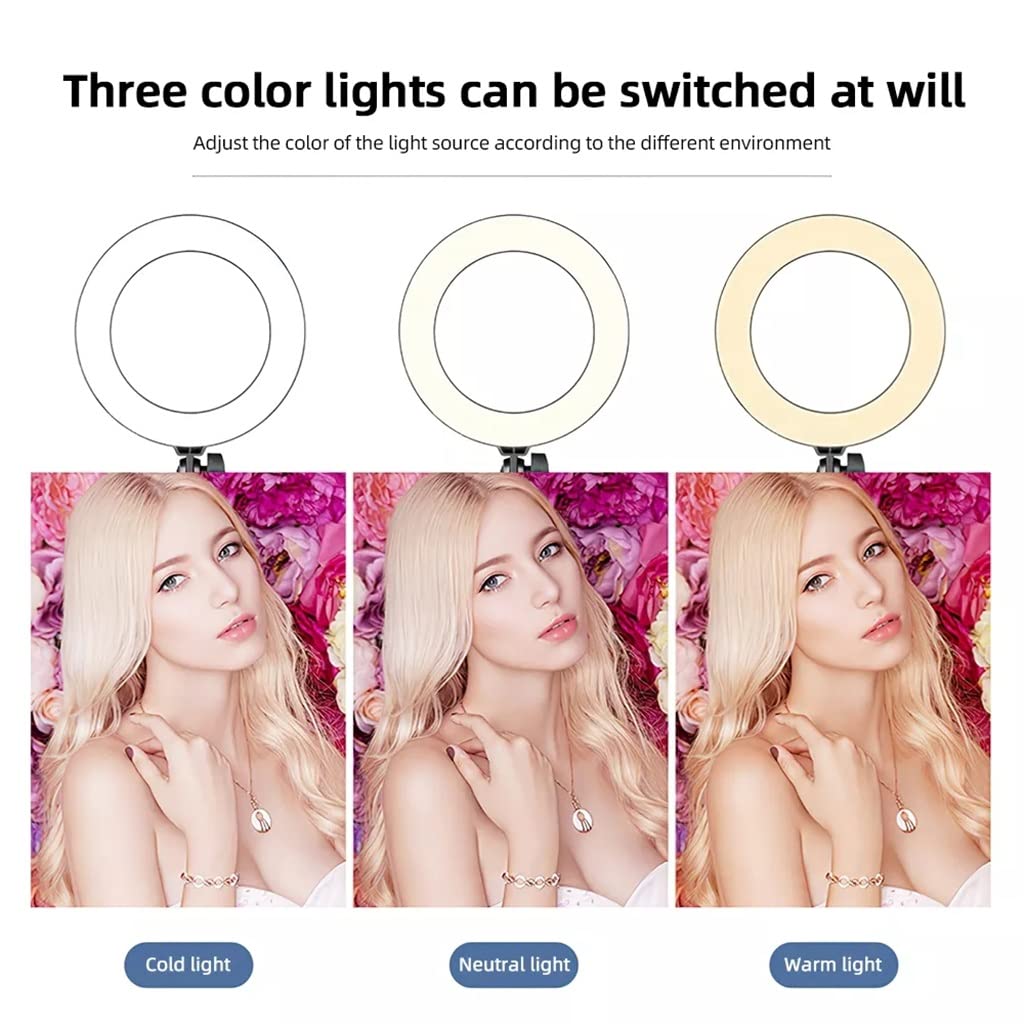Professional LED Ring Light with Phone Holder & Tripod - 16cm/5600K Dimmable USB Desktop Light for Selfie, Live Streaming, YouTube Videos, TikTok, Zoom Calls & Photography (Adjustable Brightness, Dual Phone Holder Option)