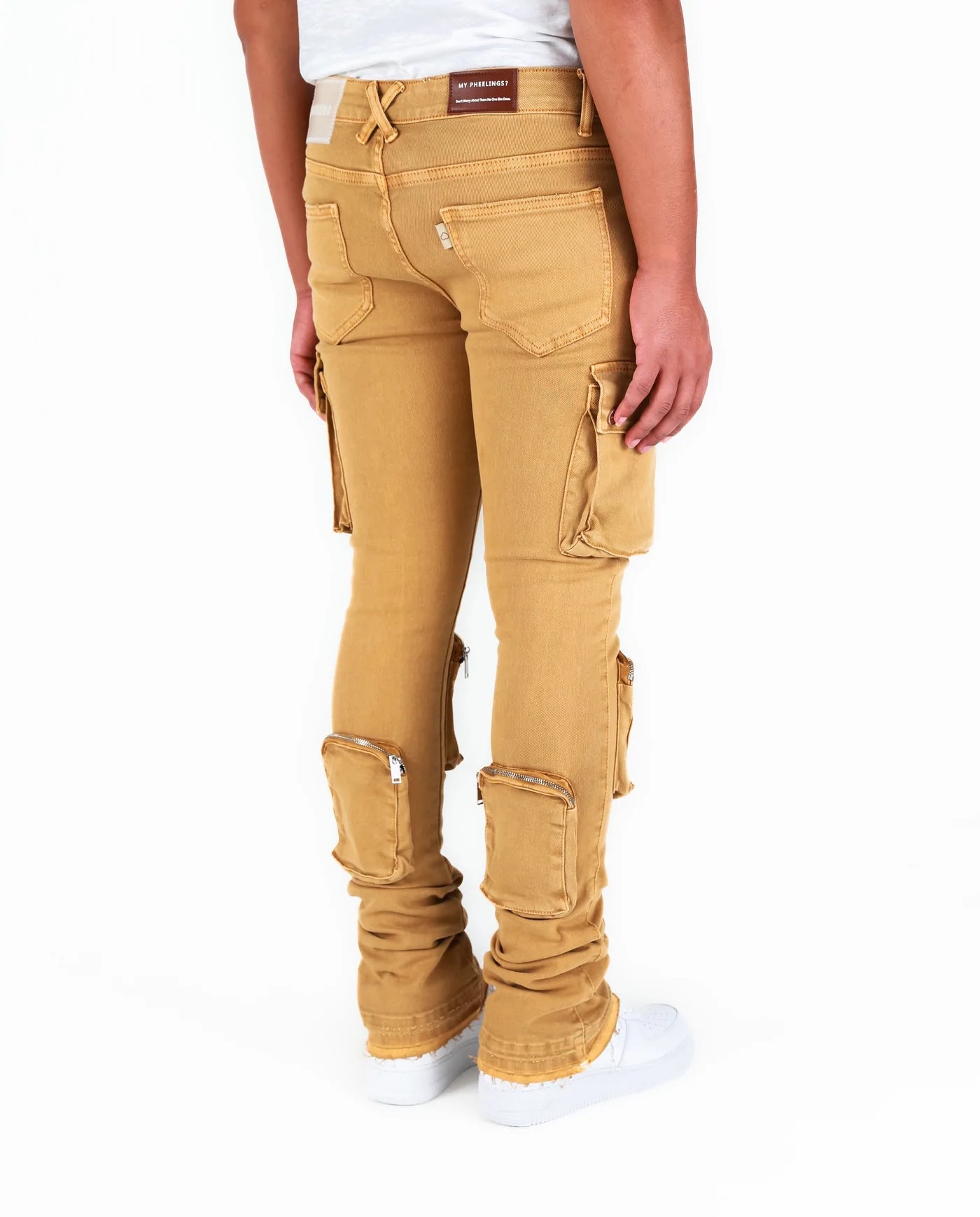 PHEELINGS Never Look Back Cargo Flare Stack Denim Jeans - Stylish Women's High Waist Bootcut Pants for Casual & Retro Outfits