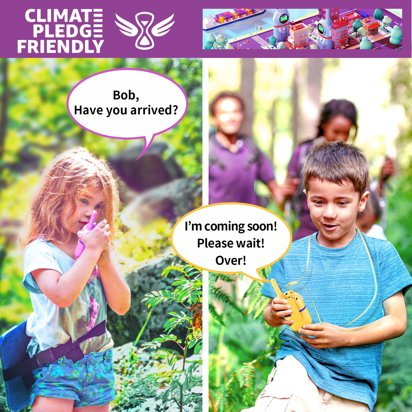 **Rechargeable Walkie Talkies for Kids - Long Range 2-Way Radios, Easter Basket Stuffers & Birthday Gifts for Boys & Girls (2 Pack) - Perfect for Family Games, Outdoor Hiking, Camping & Ages 3-12**