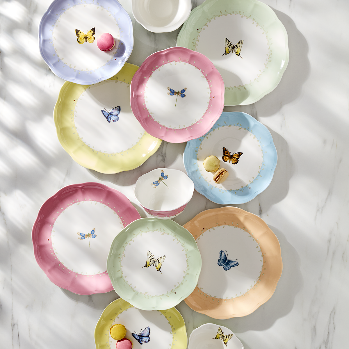 Butterfly Meadow 18-Piece Dinnerware Set - Colorful Floral Plates, Bowls & Mugs for Family Dining, Parties & Everyday Use