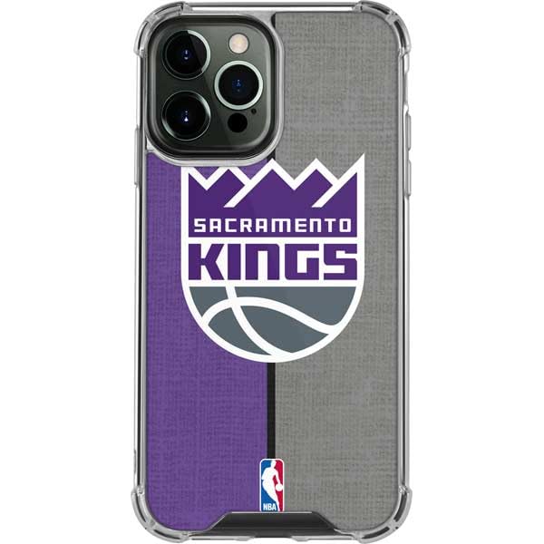 Official NBA Sacramento Kings Split Canvas Clear Phone Case for iPhone 14 Pro Max - Protective Slim Cover with Scratch Resistance - Perfect for Basketball Fans, Daily Use & Gift Giving