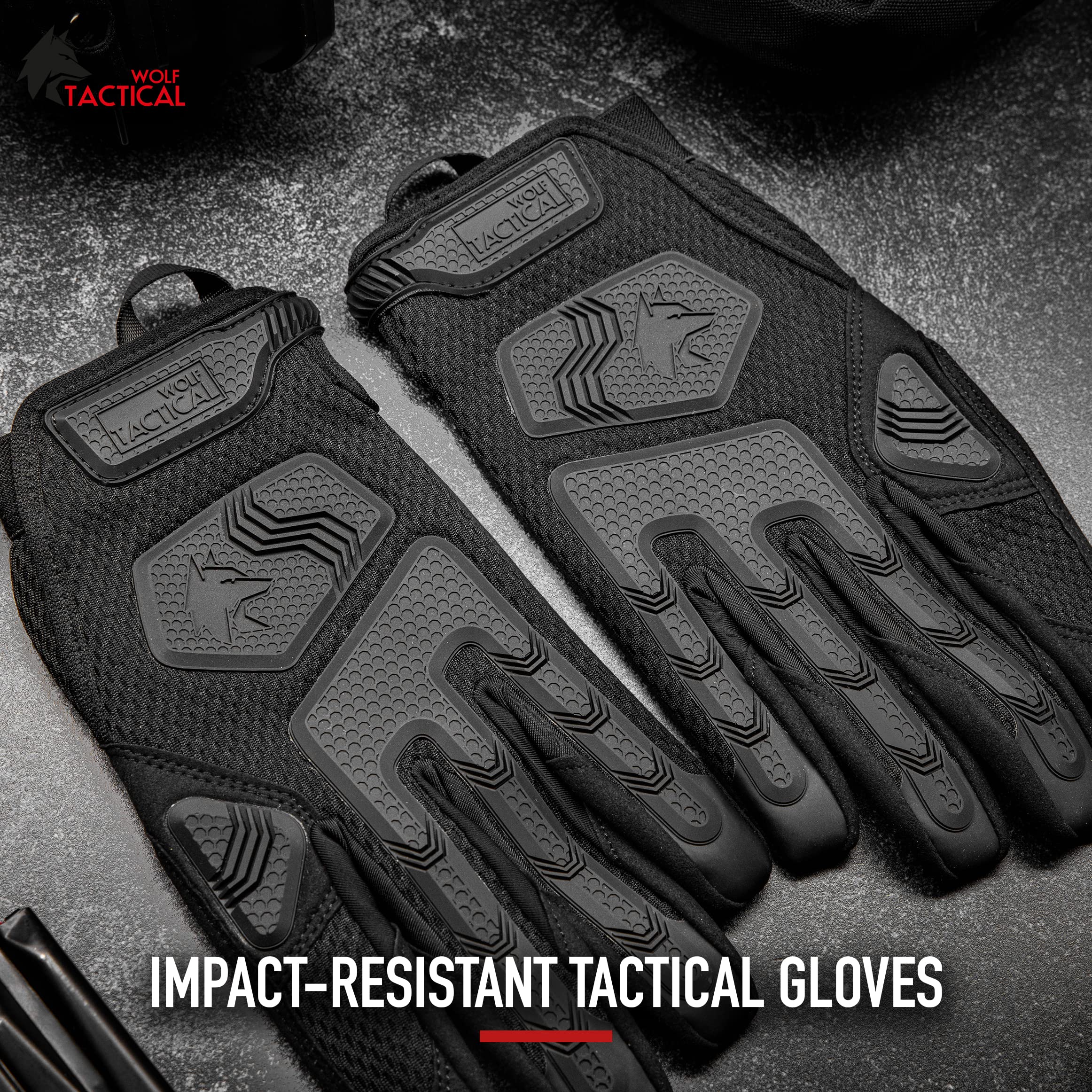 WOLF TACTICAL Shooting Gloves - Military & Airsoft Gloves for Men - Paintball Combat Gloves with Touchscreen Capability - Perfect for Outdoor Shooting, Hunting, and Tactical Training