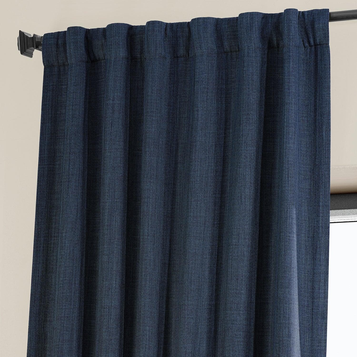 Indigo Textured Faux Linen Blackout Curtains for Bedroom & Living Room - Light Blocking Window Drapes for Better Sleep & Privacy