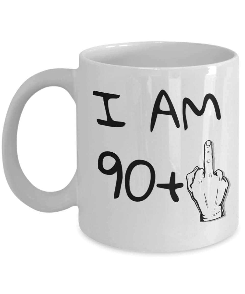 ZapBest 91st Birthday Coffee Mug - 90+1 Years Old Gift for Grandma & Grandpa - 11 Oz White Porcelain Funny Quote Mug - Perfect for Birthday Celebrations & Daily Coffee Moments