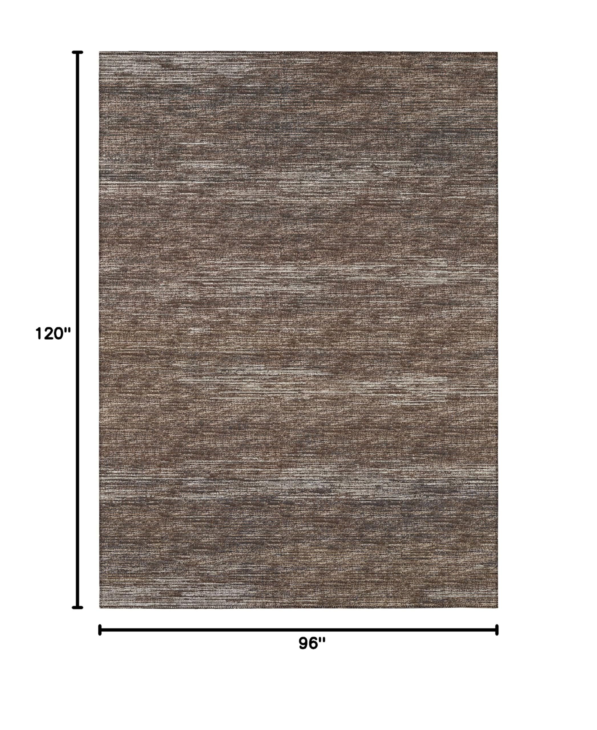 Addison Rugs Marston 8' x 10' Transitional Brown Indoor Outdoor Area Rug - Stain Resistant, Machine Washable, Non-Shedding - Perfect for Bedroom, Living Room, Dining Room & Kitchen Decor