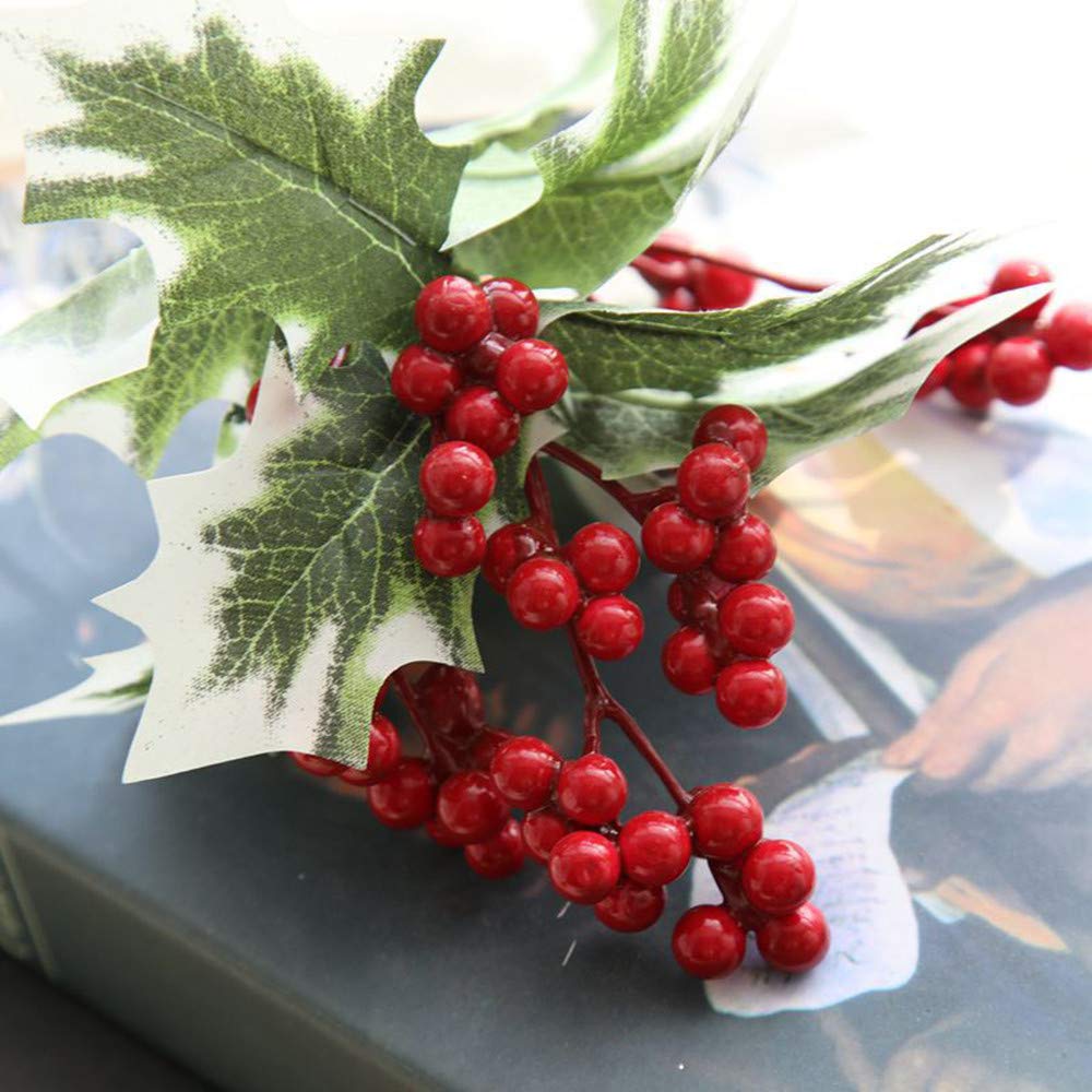 Artificial Berries Flowers Decor - Faux Plants for Home, Porch & Vase (Red) | Window & Outdoor Decor
