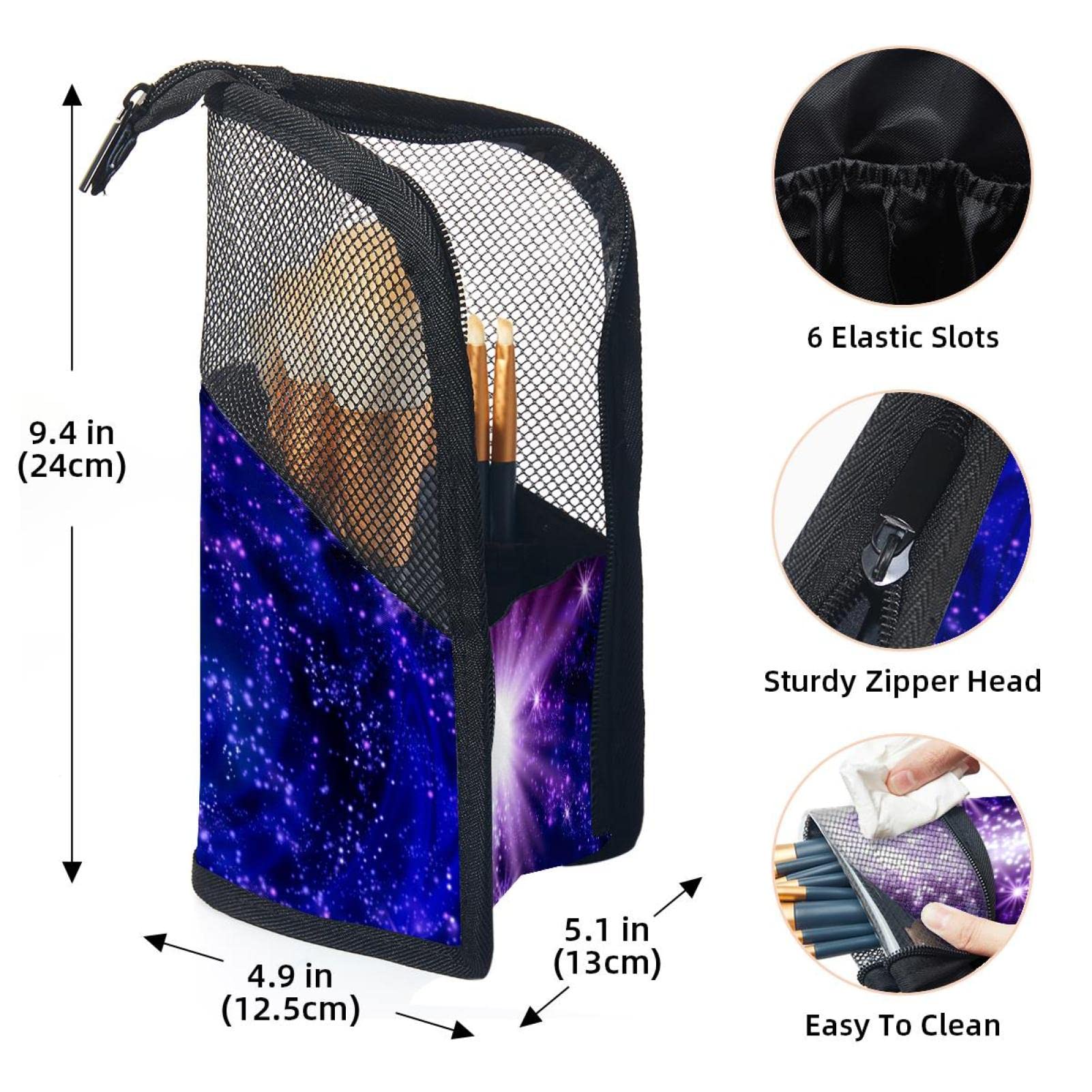 12-Piece Makeup Brush Organizer Bag - Purple Fantasy Universe Design, Portable Travel Cosmetic Brush Holder Case for Professional & Home Use