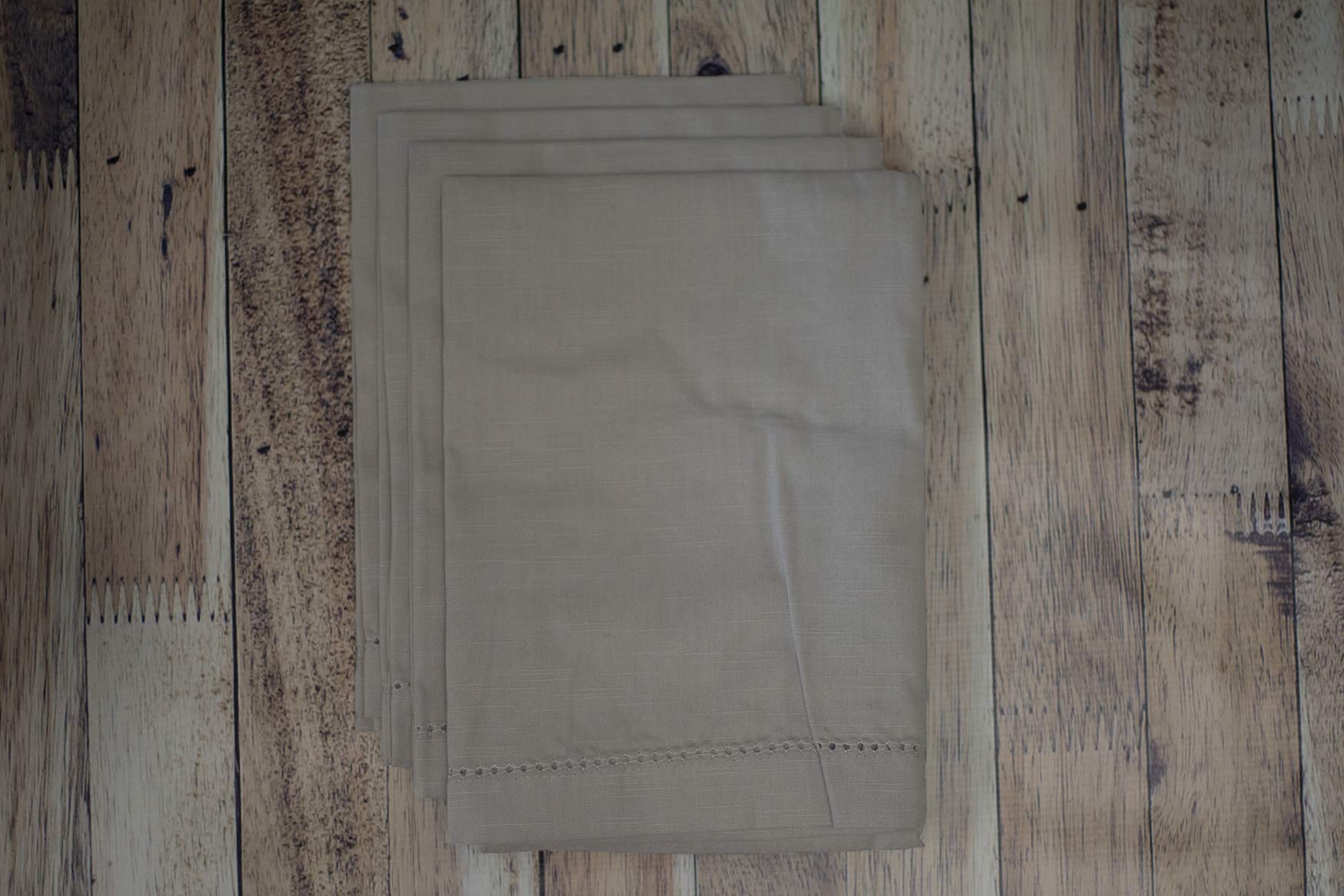 Premium Hemstitch Linen Dinner Napkins - Set of 12, Light Grey - Elegant Table Setting for Formal Dining, Wedding & Holiday Parties