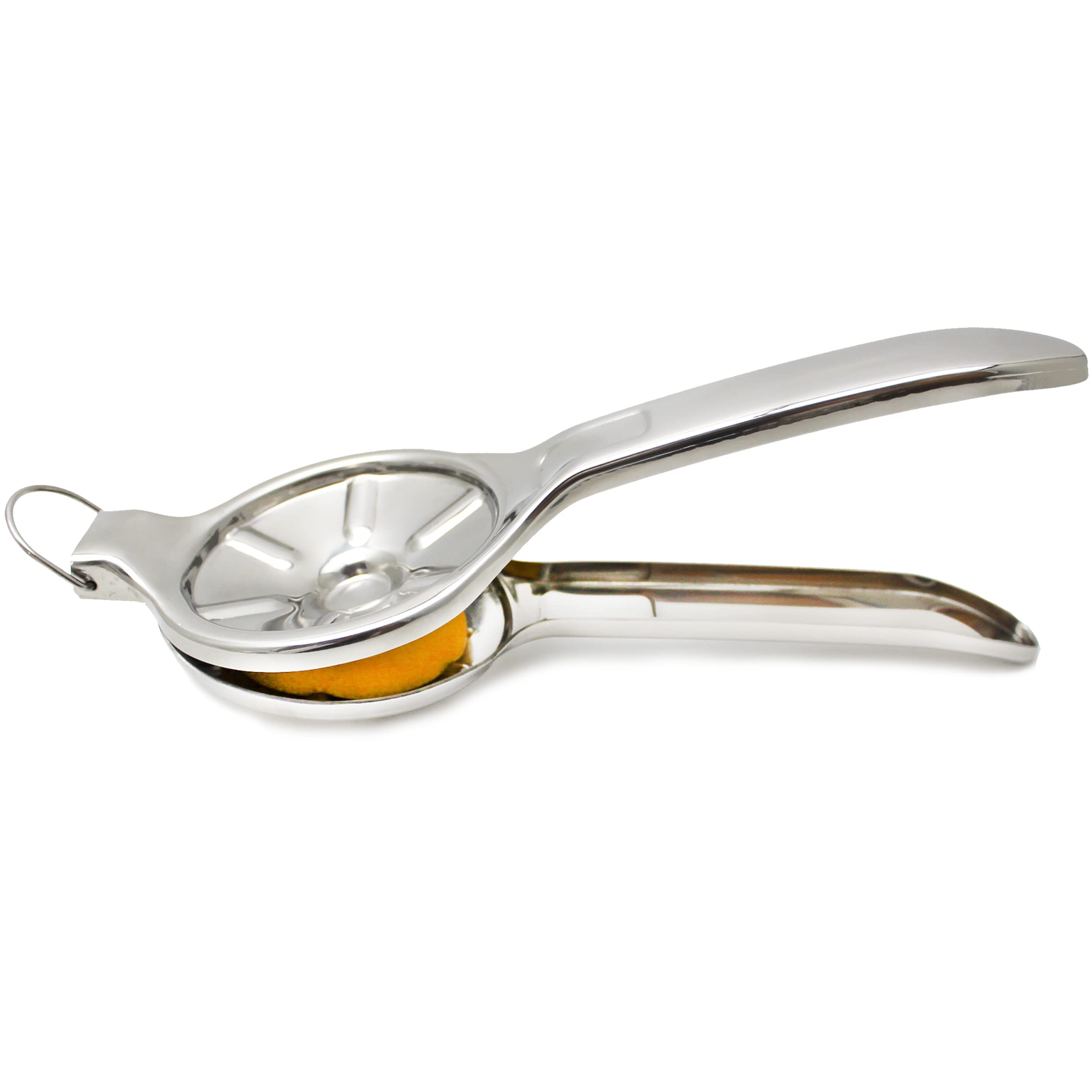 Premium Jumbo Size 100% Stainless Steel Lemon Squeezer - Heavy Duty Citrus Press for Lime, Orange & Lemon - Includes Free Citrus Tap - Perfect for Bars, Restaurants & Home Kitchen Use