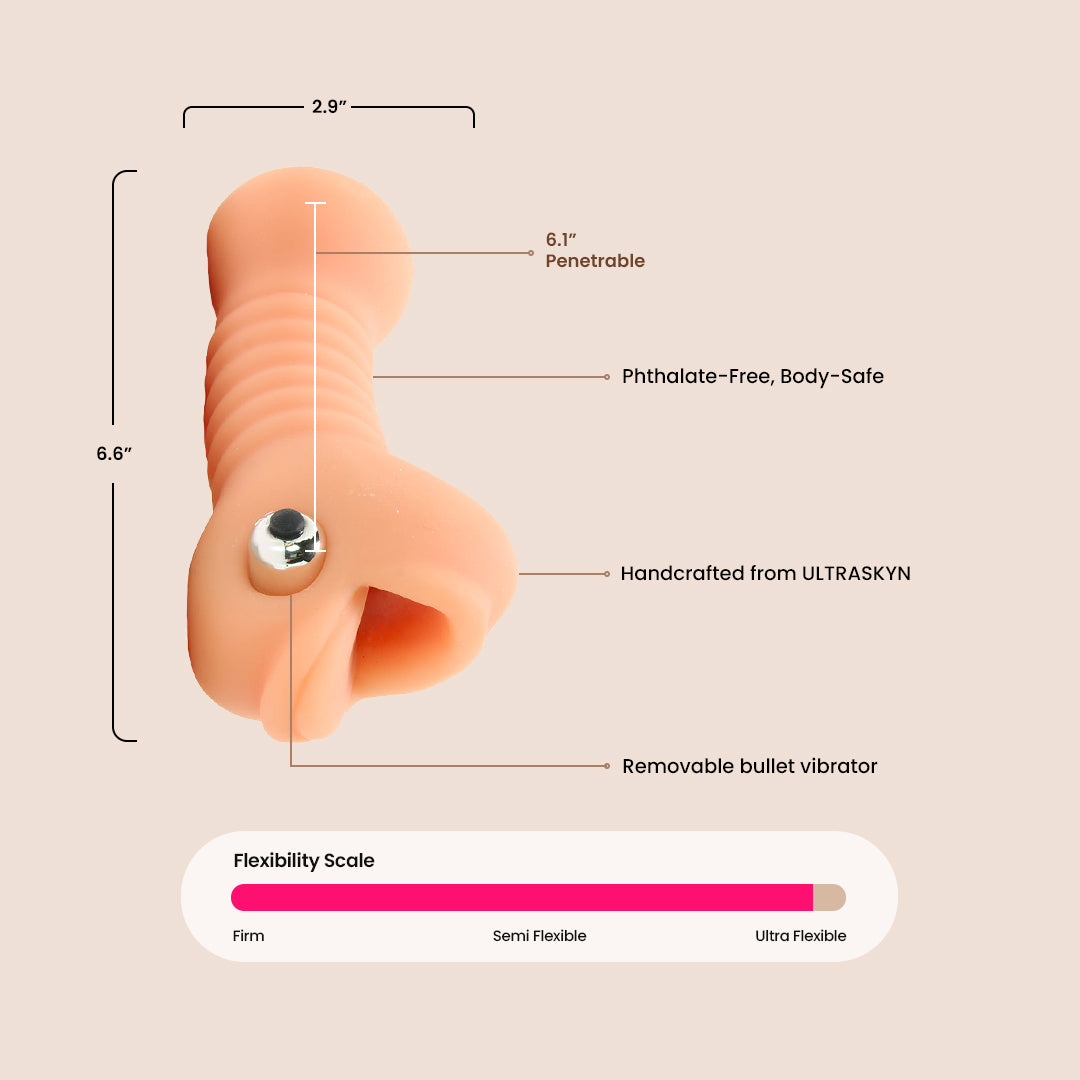 Signature Strokers Vicky Vette ULTRASKYN™ Deep Throat Sucker - Realistic Vibrating Male Masturbator with Lifelike Feel | Perfect for Solo Play & Couples Fun