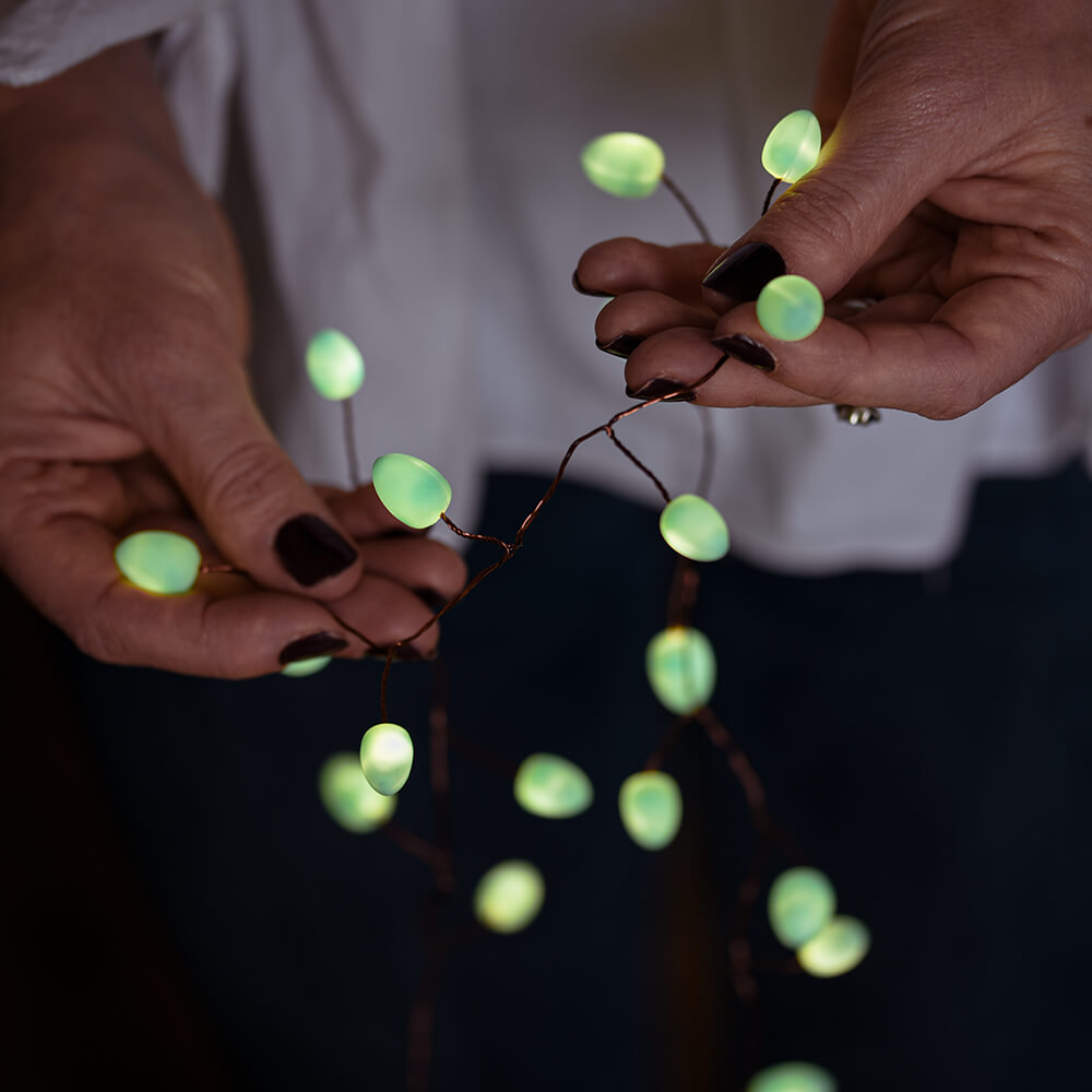Mint Green Teardrop Fairy Lights - 20ft 50 LED Battery Operated Waterproof String Lights for Bedroom, Wedding, Party, Garden & Outdoor Decor