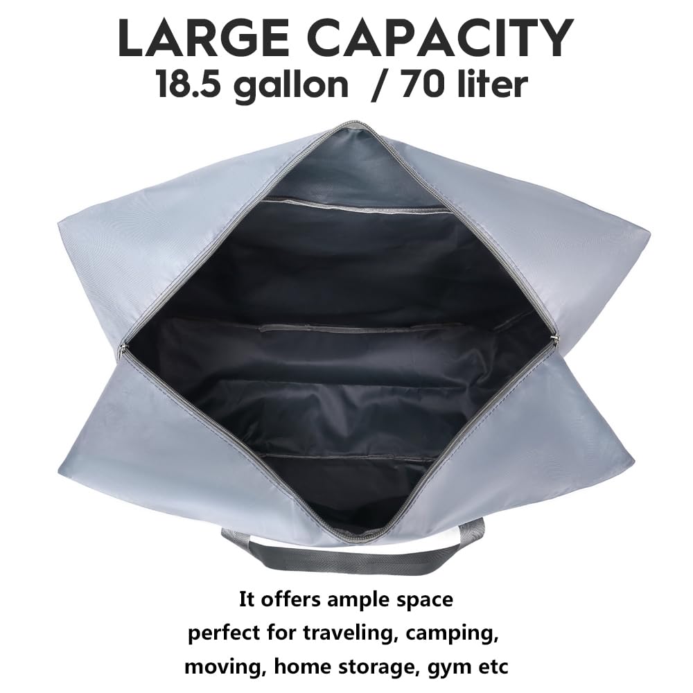 Large 70L Foldable Duffel Bag for Travel - Waterproof Weekender Overnight Bag with Trolley Sleeve - Perfect for Gym, Camping & Airplane Carry-On (Men & Women)