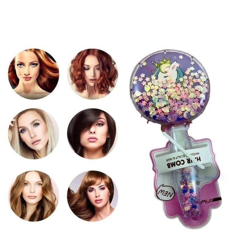 ARPIT MART Unicorn Glitter Star Hairbrush & Comb Set for Kids - Sparkling Detangling Brush for Girls' Hair Care - Perfect for Daily Styling, Birthday Gifts & Princess Dress-Up Play