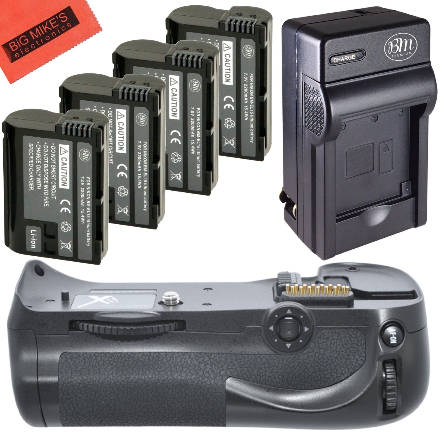 Nikon D800 D810 Battery Grip Kit with 4 EN-EL15 Batteries & Fast Charger | Vertical Shooting Grip for DSLR Camera | Perfect for Travel, Wedding & Outdoor Photography