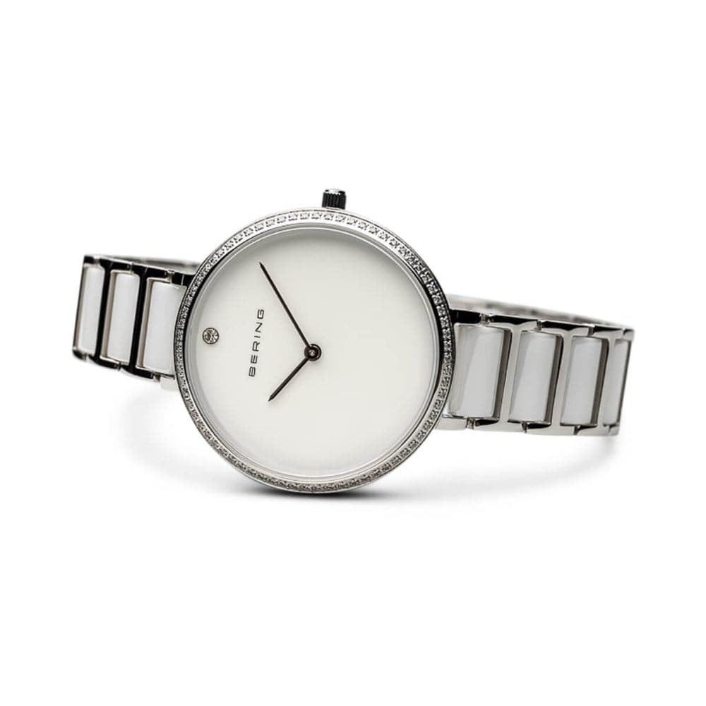 BERING 30534 Women's Watch - White Ceramic Band & Stainless Steel Case - Elegant Dress Watch for Office, Party & Everyday Wear