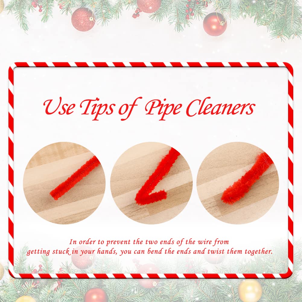 100 Pieces Red Pipe Cleaners for Christmas Crafts - Bulk Chenille Stems for DIY Holiday Decorations, Art Projects, and Creative Ornaments - Perfect for Tree Decor, Wreaths, and Gift Wrapping