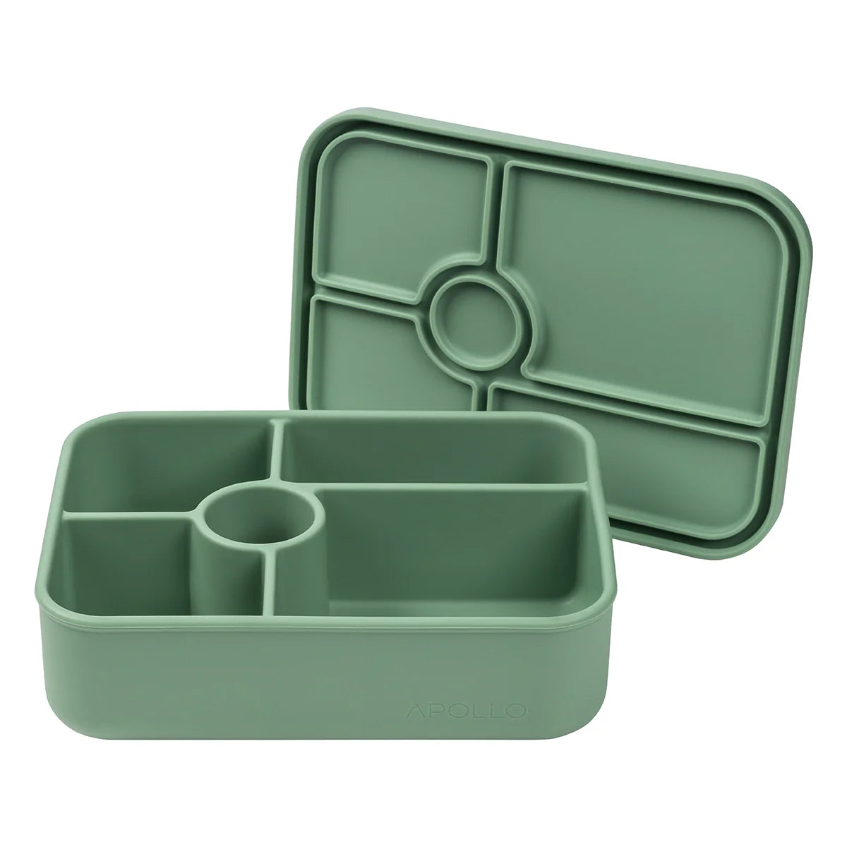 Apollo 5-Piece Rectangle Silicone Bento Box Set - Eco-Friendly, Leak-Proof Food Storage Container for Lunch, Meal Prep & On-the-Go (Sage Green) | Perfect for Office, School, Picnics & Travel