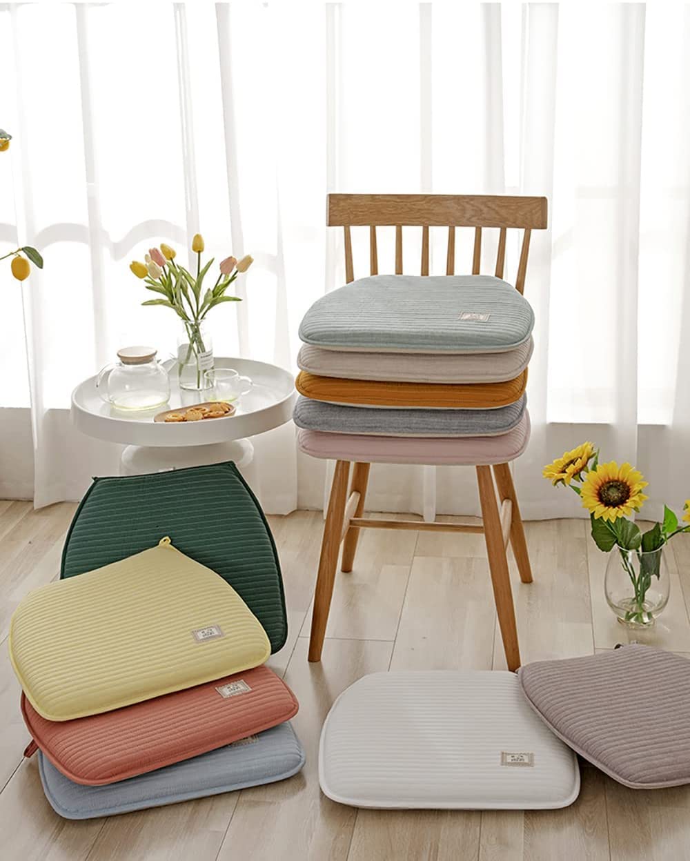 Non-Slip U-Shaped Seat Cushions for Kitchen & Dining Chairs (Set of 2) - Comfortable Indoor/Outdoor Chair Pads in Pink - Perfect for Home, Restaurant, and Patio Use