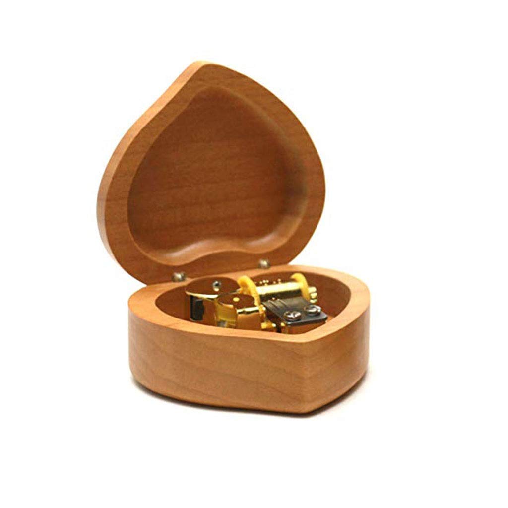 Handmade Wooden Music Box - SFYSP Mechanical Music Box with Heart Design, Perfect Birthday Gift for Her, Romantic Wedding Anniversary Present | Home Decor, Nursery Lullaby, Proposal Gift