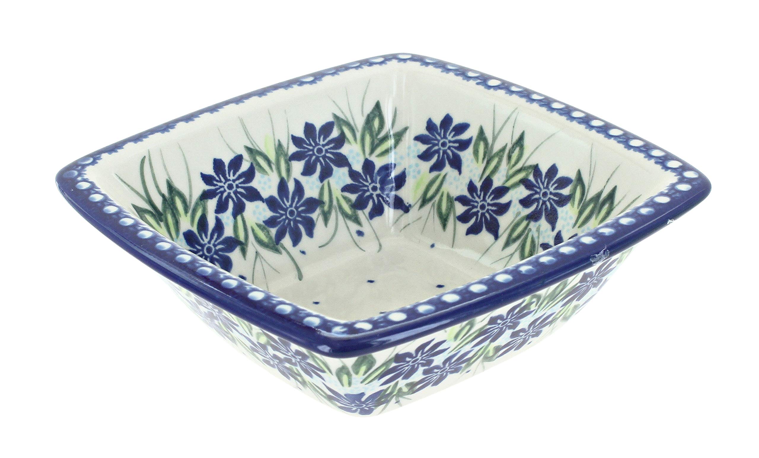 Blue Rose Polish Pottery Sierra Square Serving Dish - Handmade Ceramic Platter for Appetizers, Desserts & Entertaining - Perfect for Dinner Parties, Weddings & Home Decor
