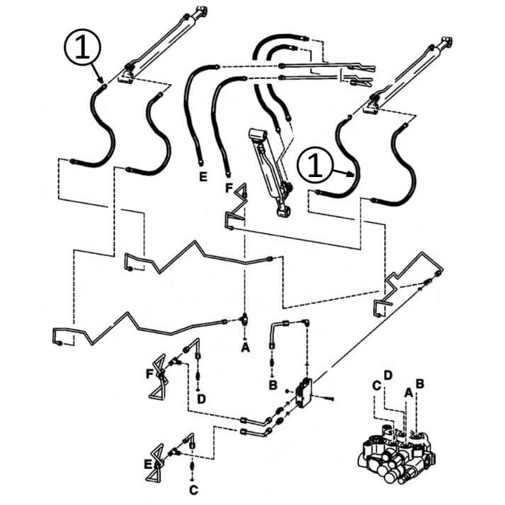 Bobcat 853 Hydraulic Hose for Loader Lift Cylinders with Rod Ends - Heavy-Duty Replacement Part for Construction & Landscaping Equipment
