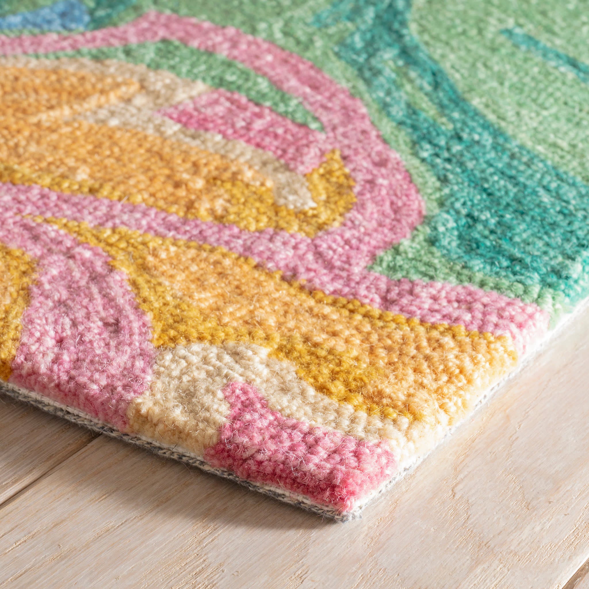 Premium Dew Pond Hand-Hooked Wool Rug - Soft & Durable Green Area Rug for Living Room, Bedroom, or Nursery - Eco-Friendly Home Decor