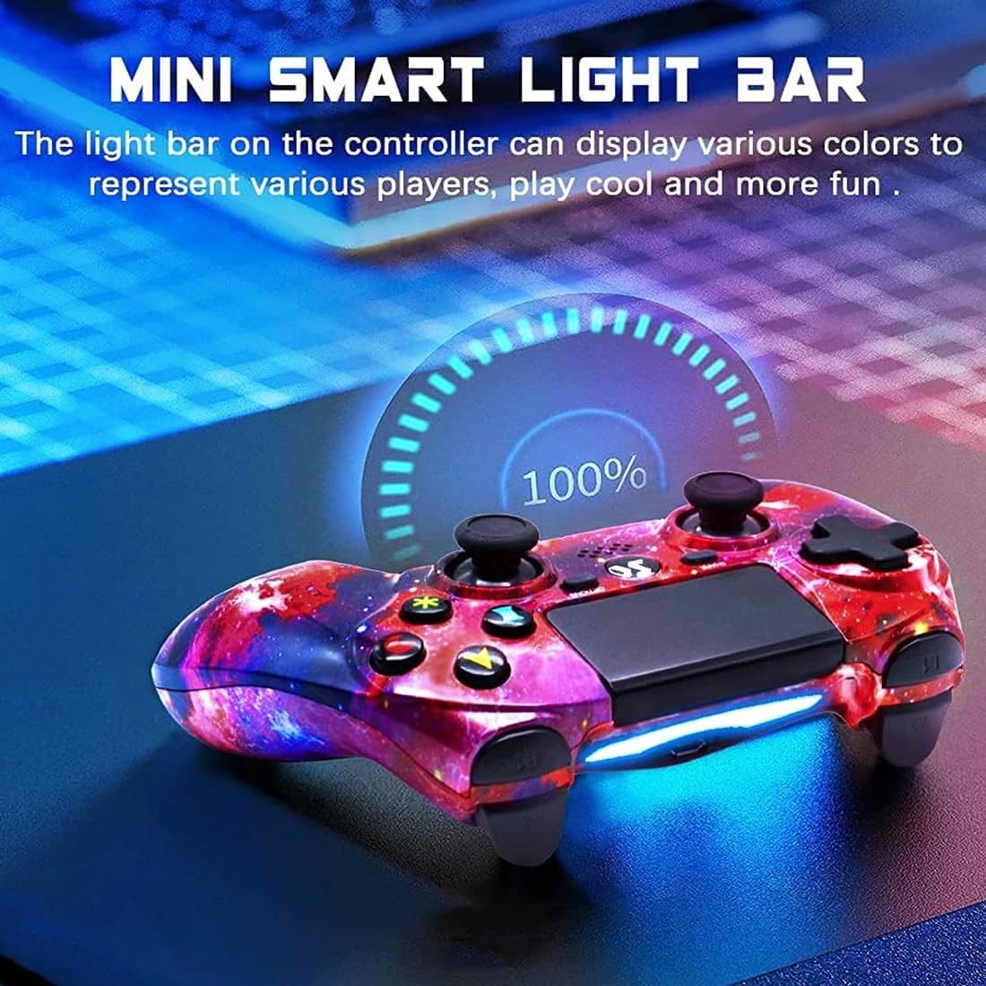 Wireless PS4 Controller for PlayStation 4/Pro/Slim - Dual Shock with 6-Axis Motion Sensor, Touch Pad, Built-in Speaker & Stereo Headphone Jack - Perfect for Gaming, Streaming & Multiplayer Sessions