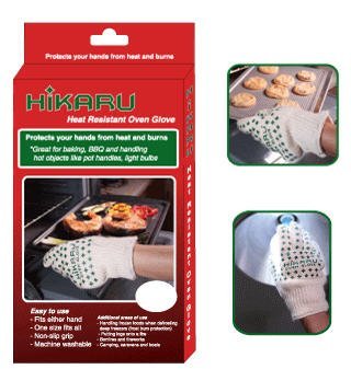 Hikaru Heat Resistant Oven Gloves - Extra Long BBQ & Kitchen Mitts for Baking, Grilling, Cooking (Pair) - Protect Hands from Burns & High Temperatures