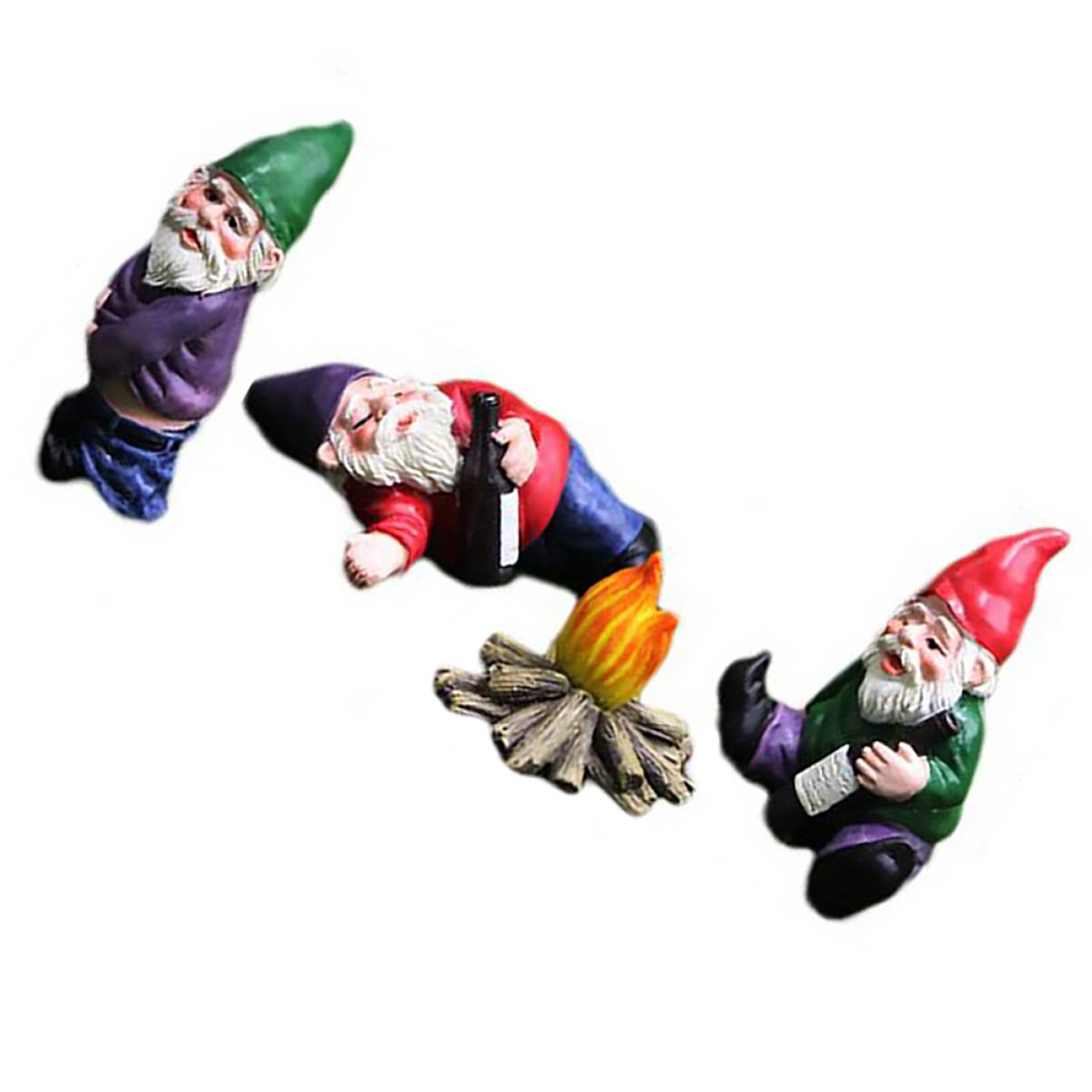 PRETYZOOM 4pcs Fairy Drunk Resin Dwarf Mini Gnomes Figurines - Cute Garden Gnome Statues for Outdoor Decor, Fairy Garden, Lawn Ornaments & Home Decoration - Perfect for Patio, Yard & Landscape Design