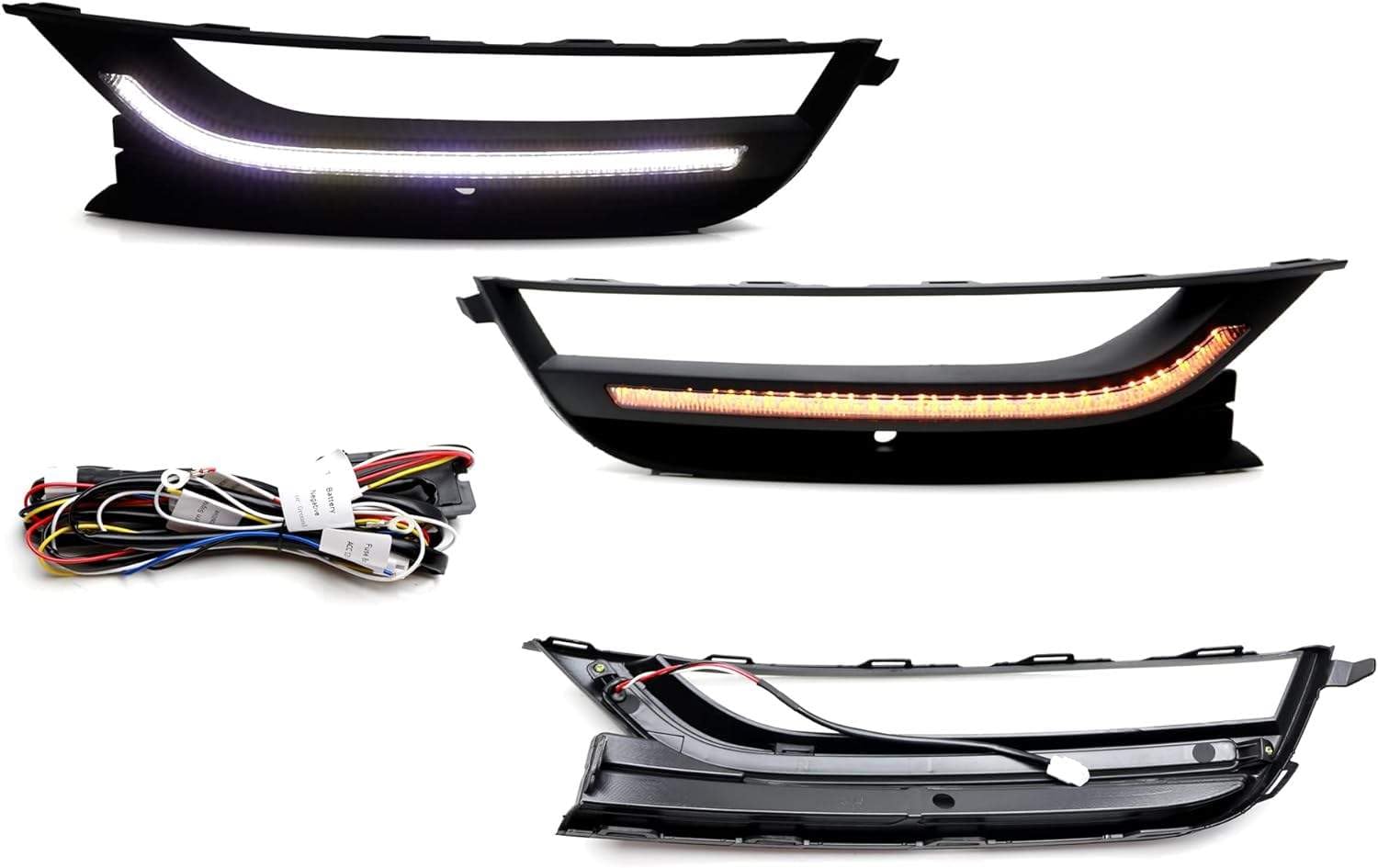 iJDMTOY Switchback LED Daytime Running Lights for 2012-2016 Volkswagen Passat - OEM Fit LED DRL Fog Bezel Assembly with White Daylight & Amber Turn Signals - Perfect for Enhanced Visibility and Style on the Road