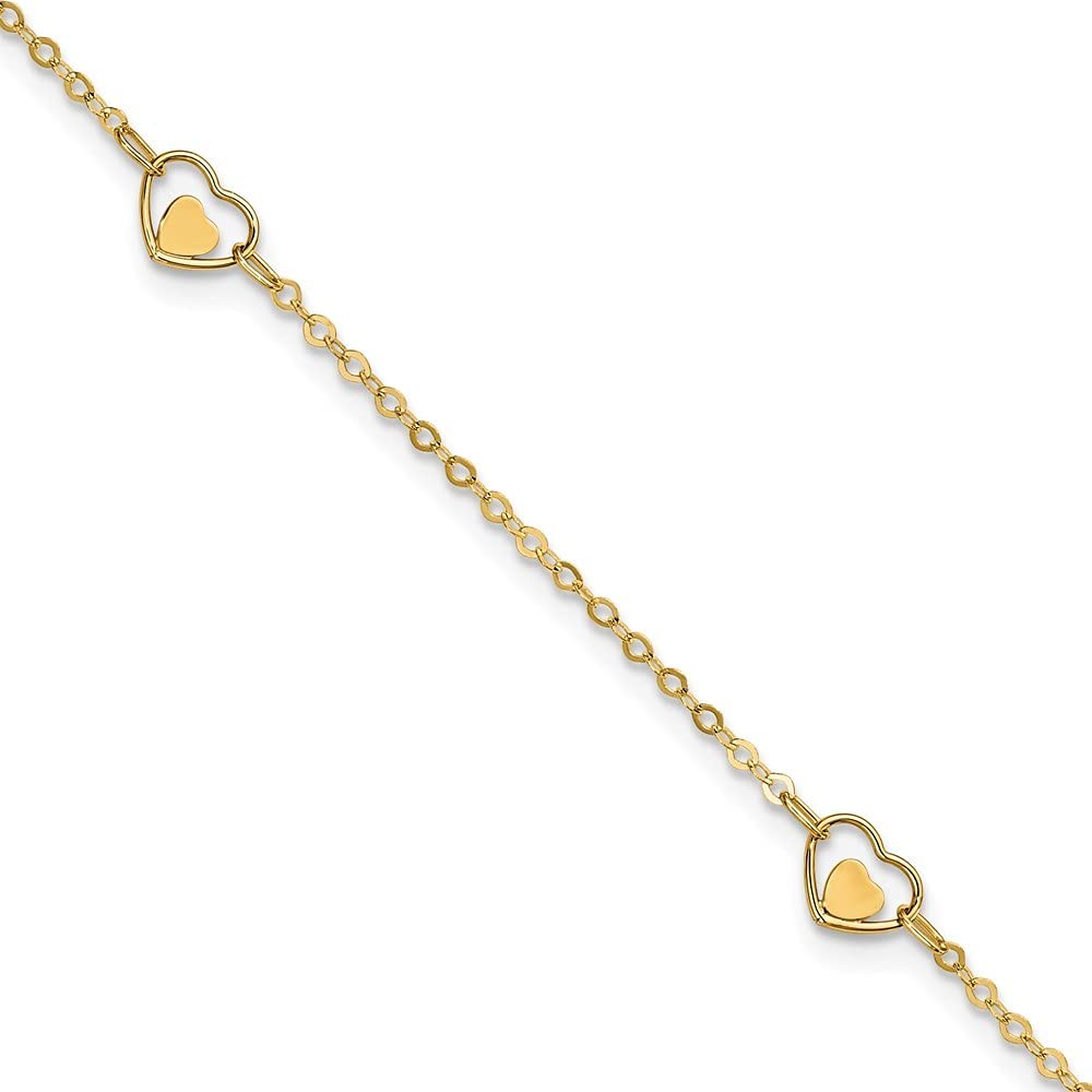 14K Gold Plated Heart Anklet Bracelet for Women - 9 Inch Adjustable Chain, Dainty Ankle Jewelry Gift for Her - Perfect for Valentine's Day, Anniversary & Beach Wear