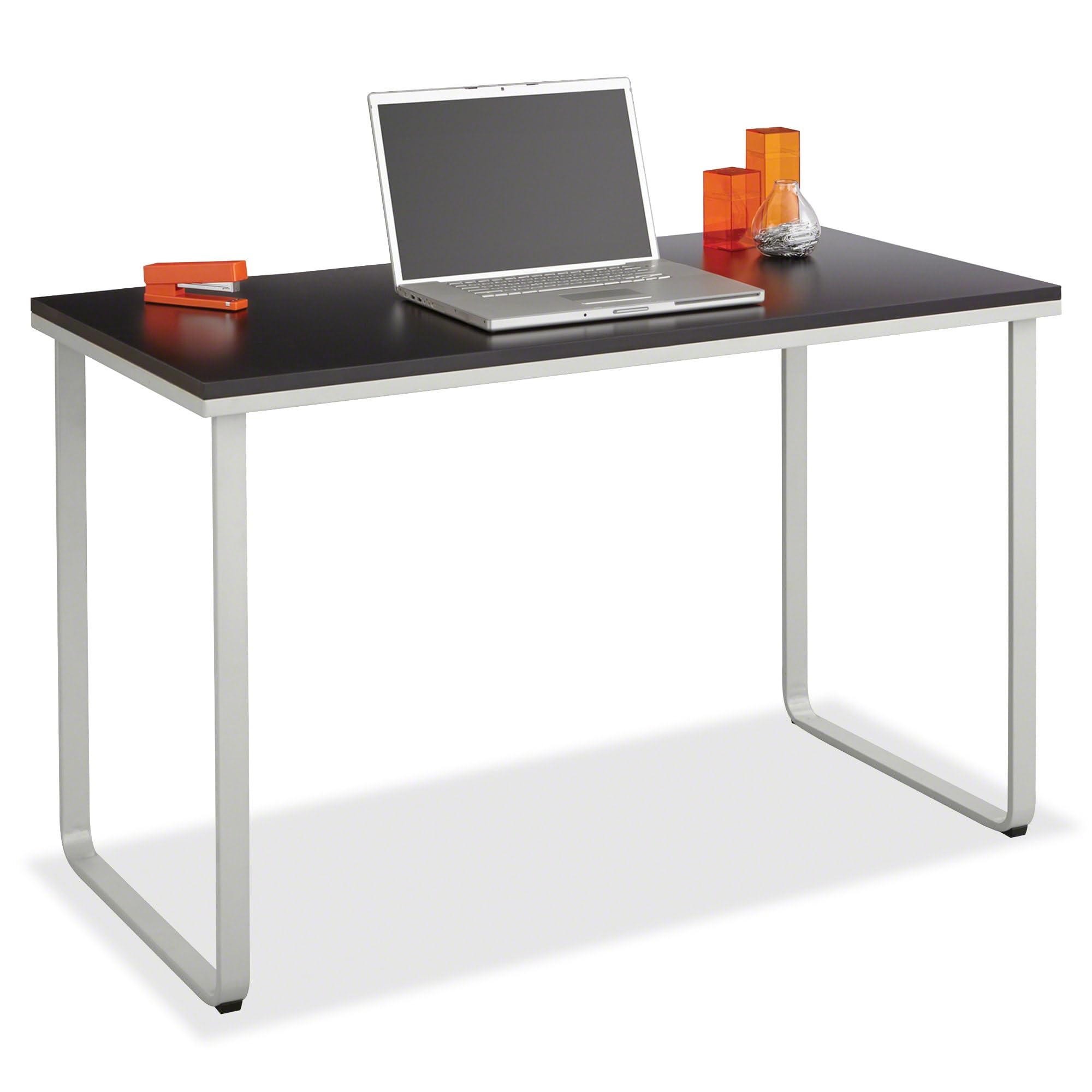 Safco Products 1943BLSL Black and Silver Home Office Computer Desk - Perfect for Remote Work, Study & Small Spaces