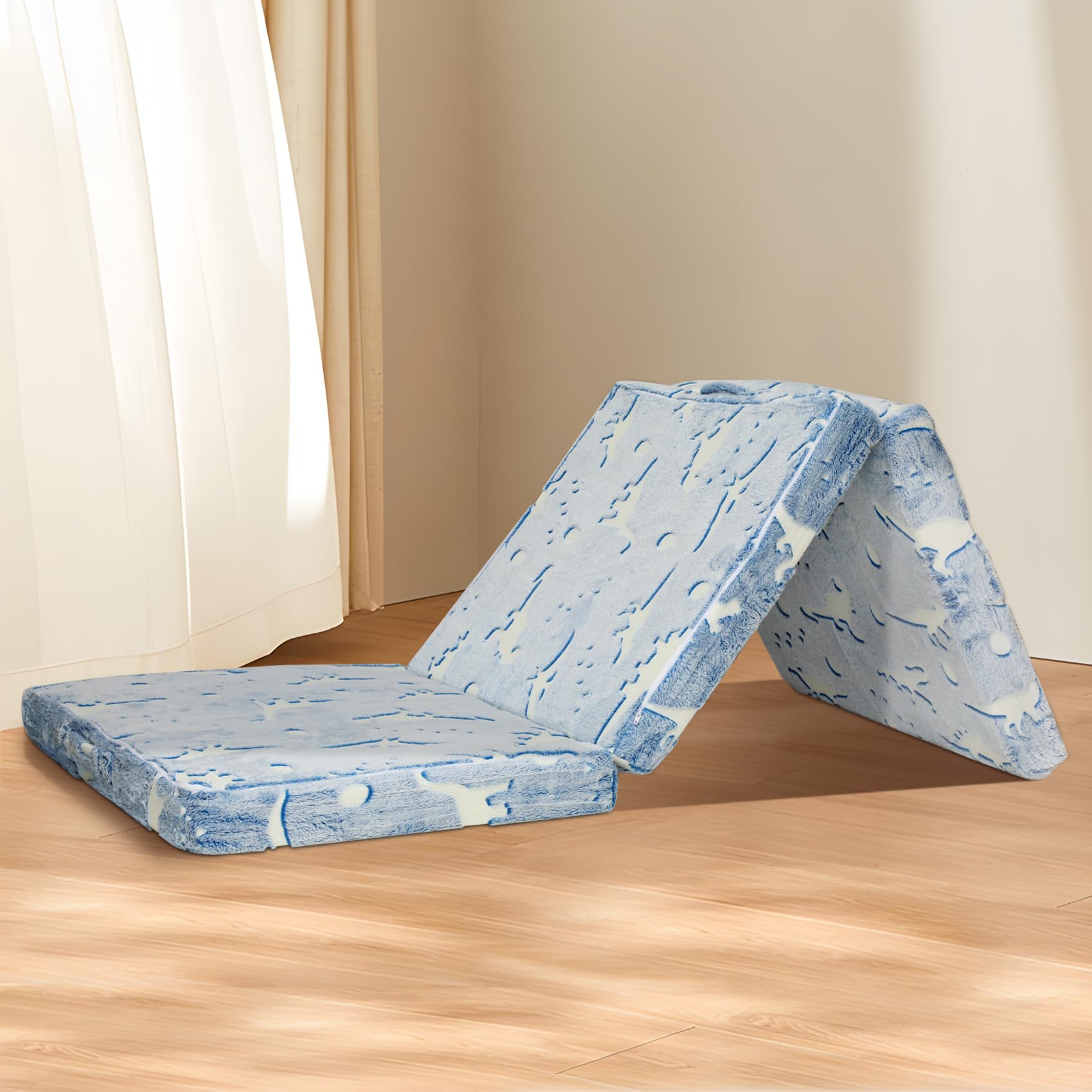 Foldable Twin Mattress with Headrest - Portable Floor & Couch Mattress, Washable Cover, Foldable Foam Guest Bed - Perfect for Camping, Road Trips & Small Spaces (Dark Grey)