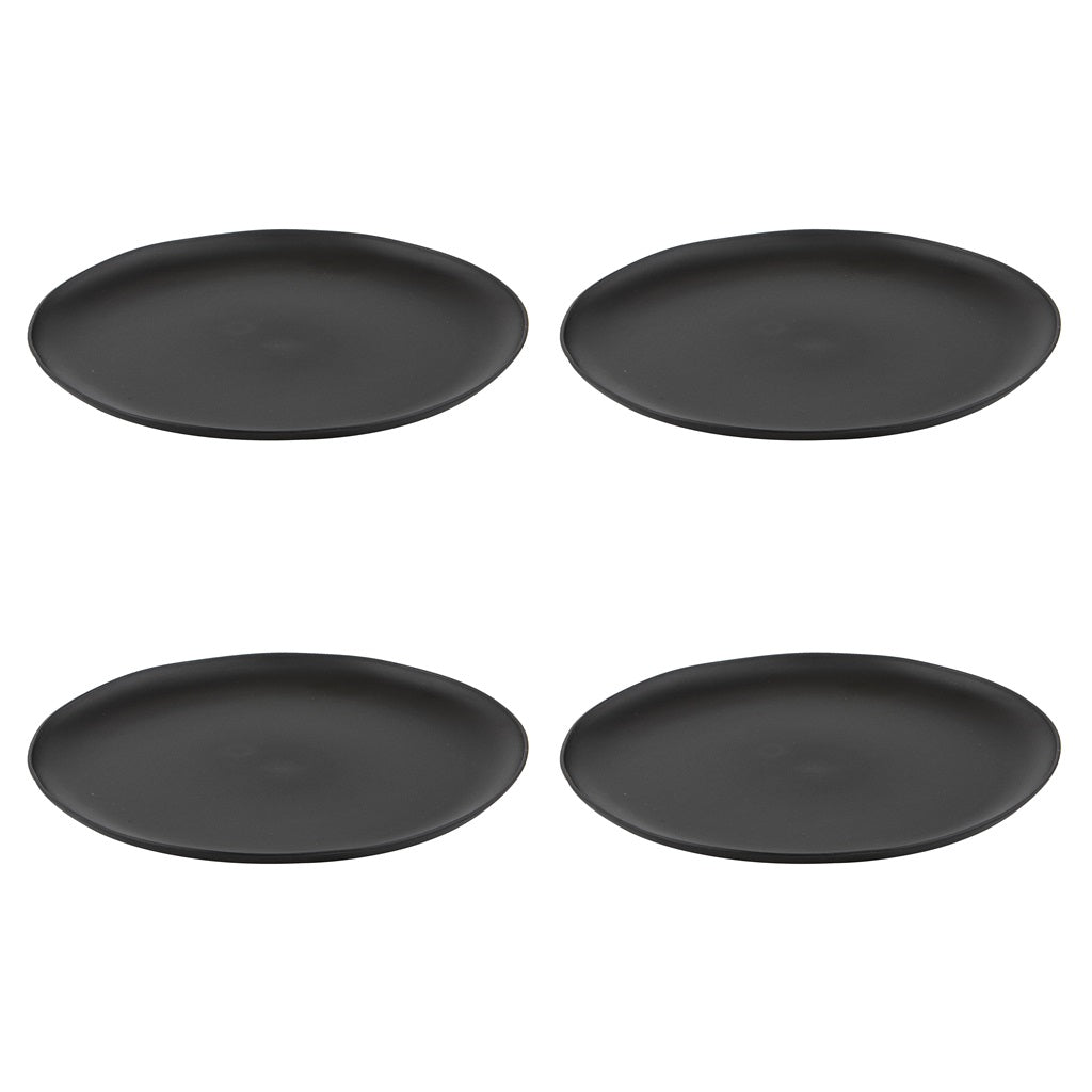 Ladelle Flinders Charcoal Plate Set - 4 Piece Dinner Plates for Modern Dining | Elegant Stoneware for Restaurants, Home Kitchen & Dinner Parties