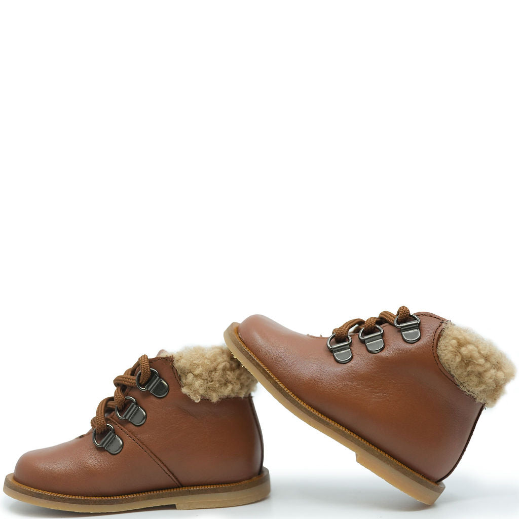 Blublonc Brown Shearling Cuff Baby Booties - Soft Winter Booties for Newborns & Infants - Perfect for Cold Weather, Outdoor Walks & Photo Shoots