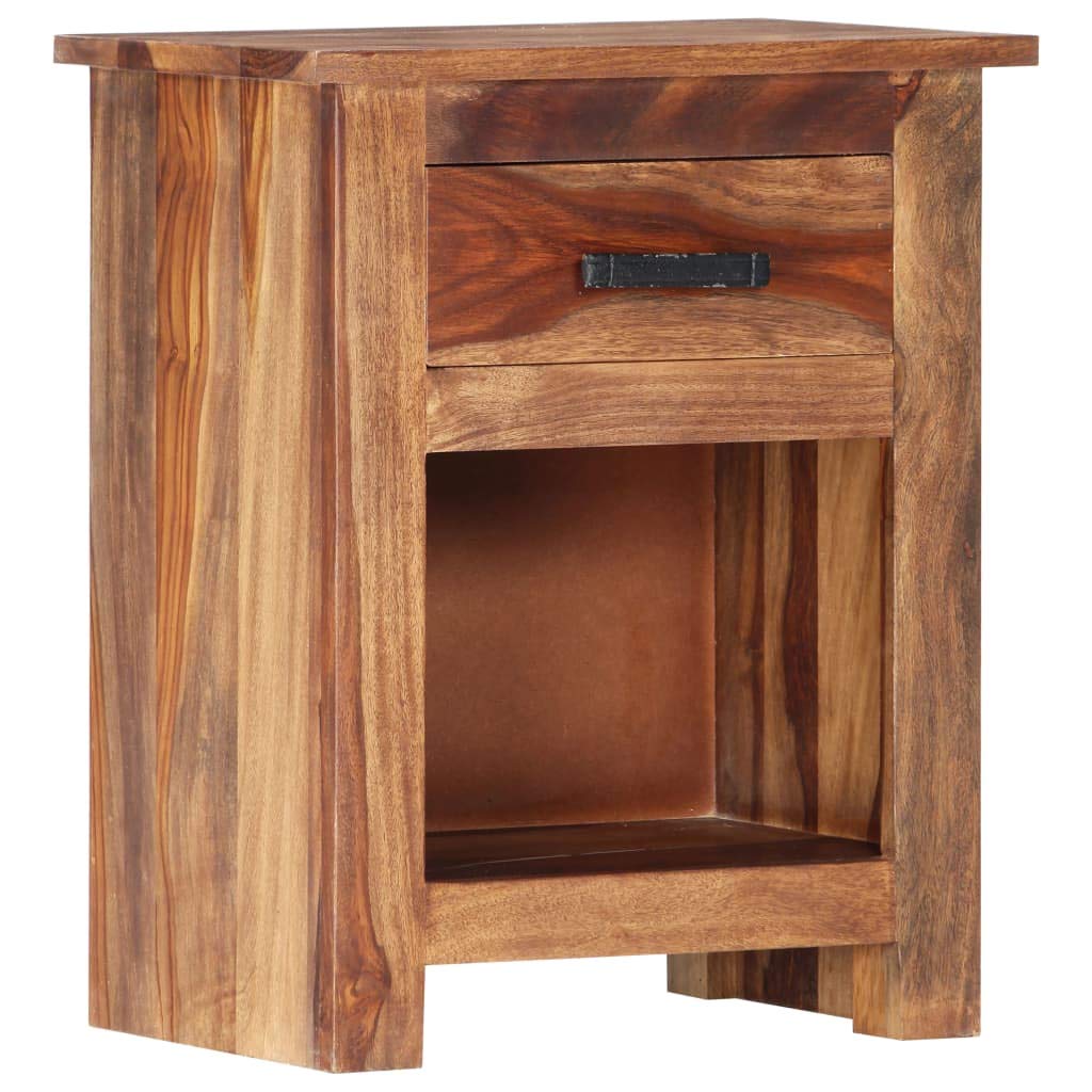 VidaXL Solid Sheesham Wood Nightstand with Drawer - 15.7