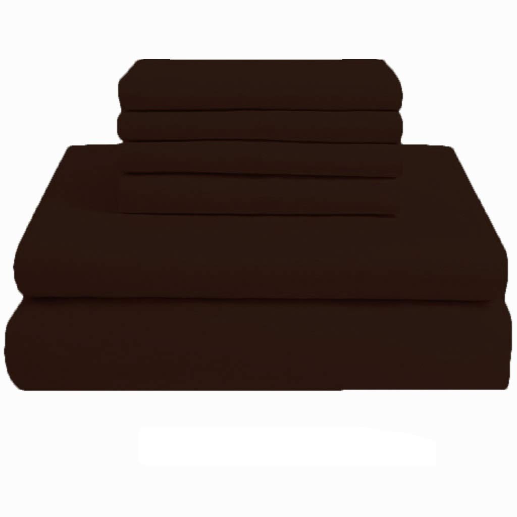 Luxury 6-Piece King Size Bed Sheet Set - 600 Thread Count Egyptian Cotton, 1 Flat Sheet, 1 Fitted Sheet (10